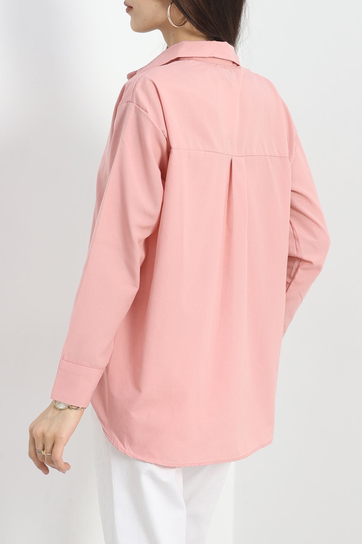 Terikoton Oversize Gömlek Gülkurusu - 30829.1949.