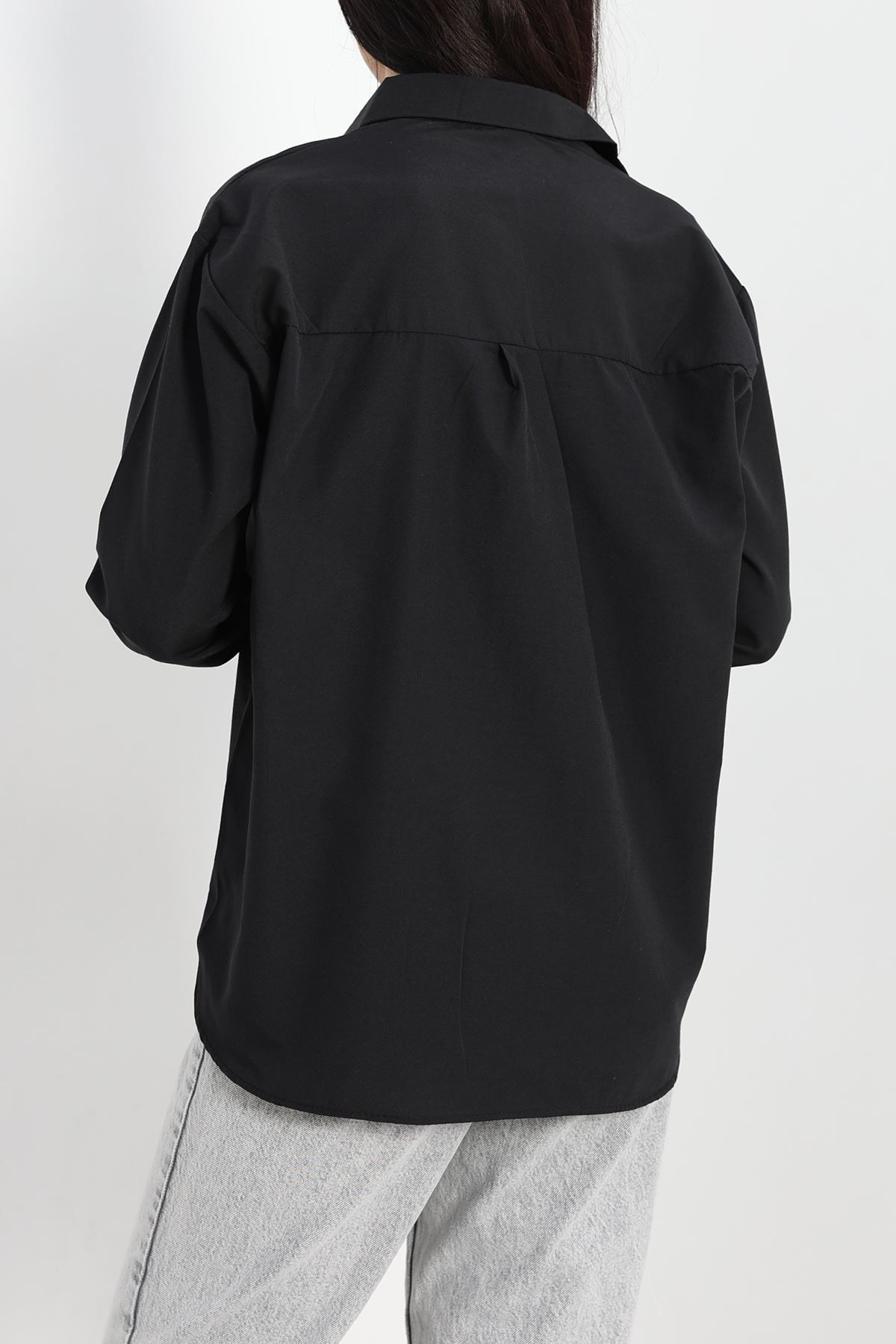 Terikoton Oversize Gömlek Siyah - 30829.1949.