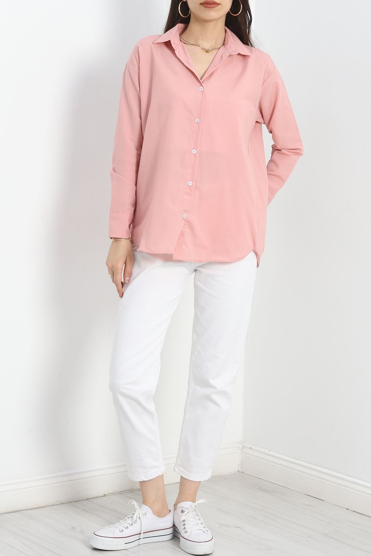 Terikoton Oversize Gömlek Gülkurusu - 30829.1949.