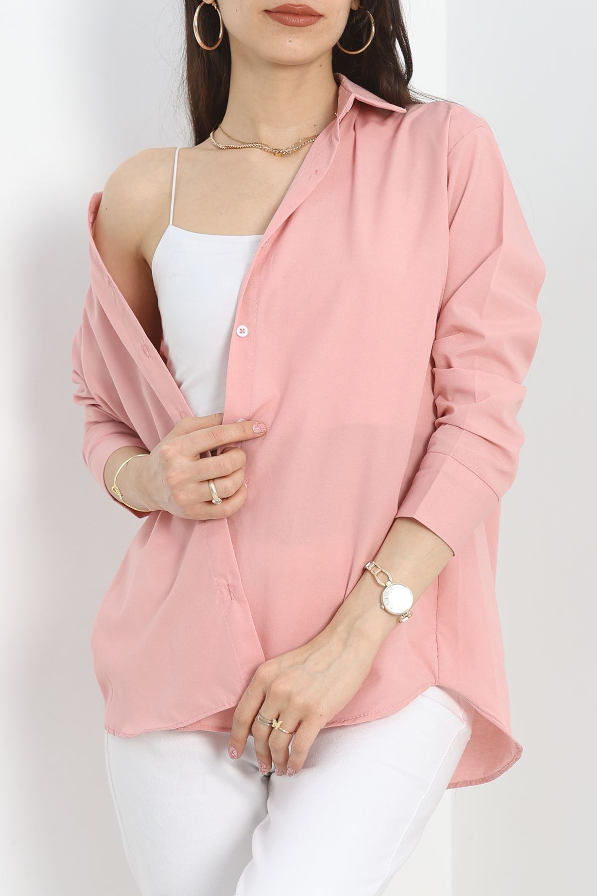 Terikoton Oversize Gömlek Gülkurusu - 30829.1949.