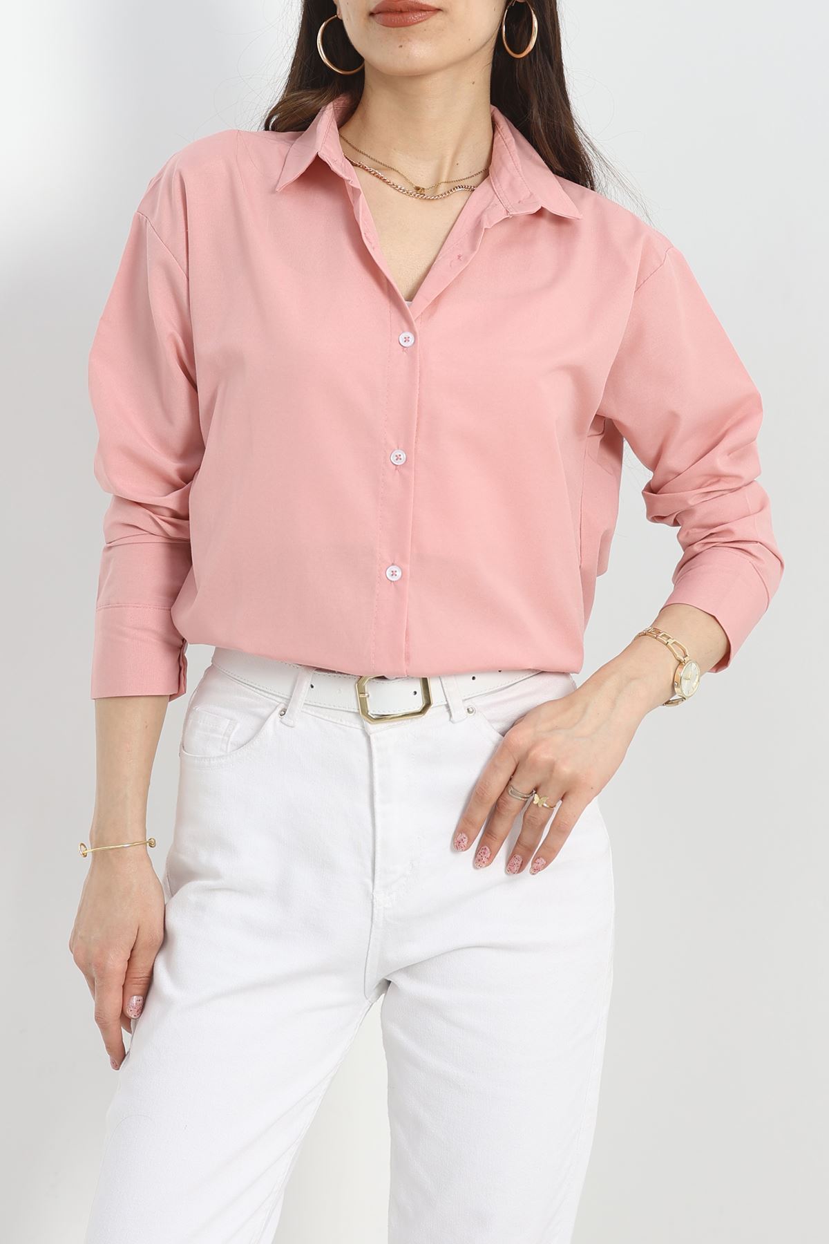 Terikoton Oversize Gömlek Gülkurusu - 30829.1949.