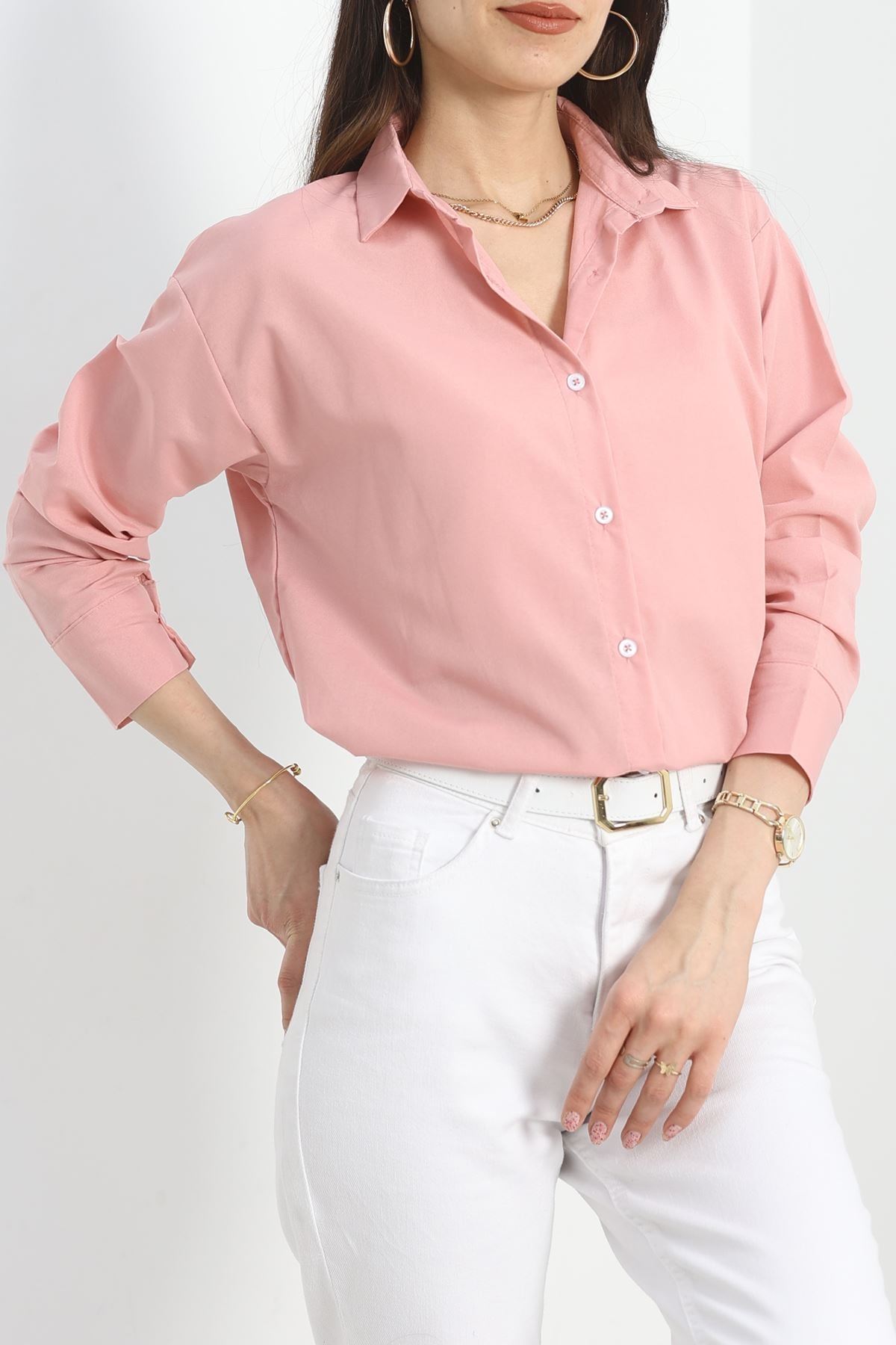 Terikoton Oversize Gömlek Gülkurusu - 30829.1949.