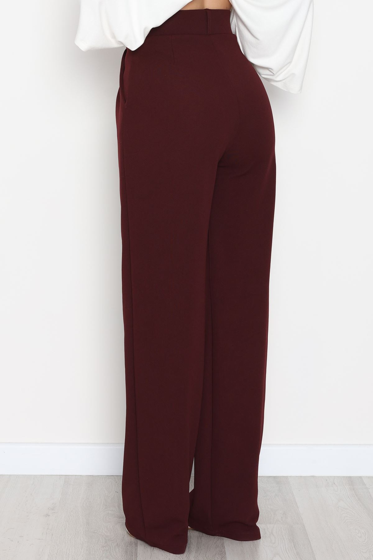 Pileli Palazzo Pantolon Bordo - 51047.1999.