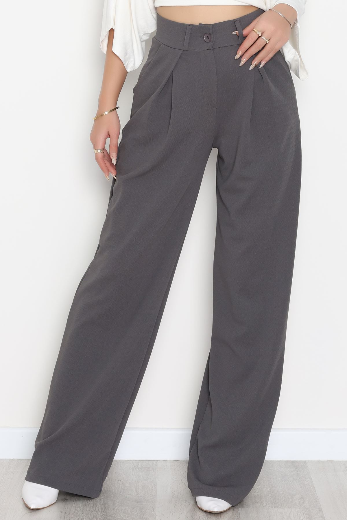 Pileli Palazzo Pantolon Füme - 51047.1999.