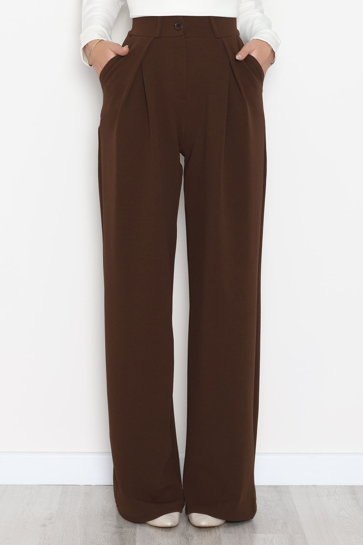 Pileli Palazzo Pantolon Acıkahve - 51047.1999.