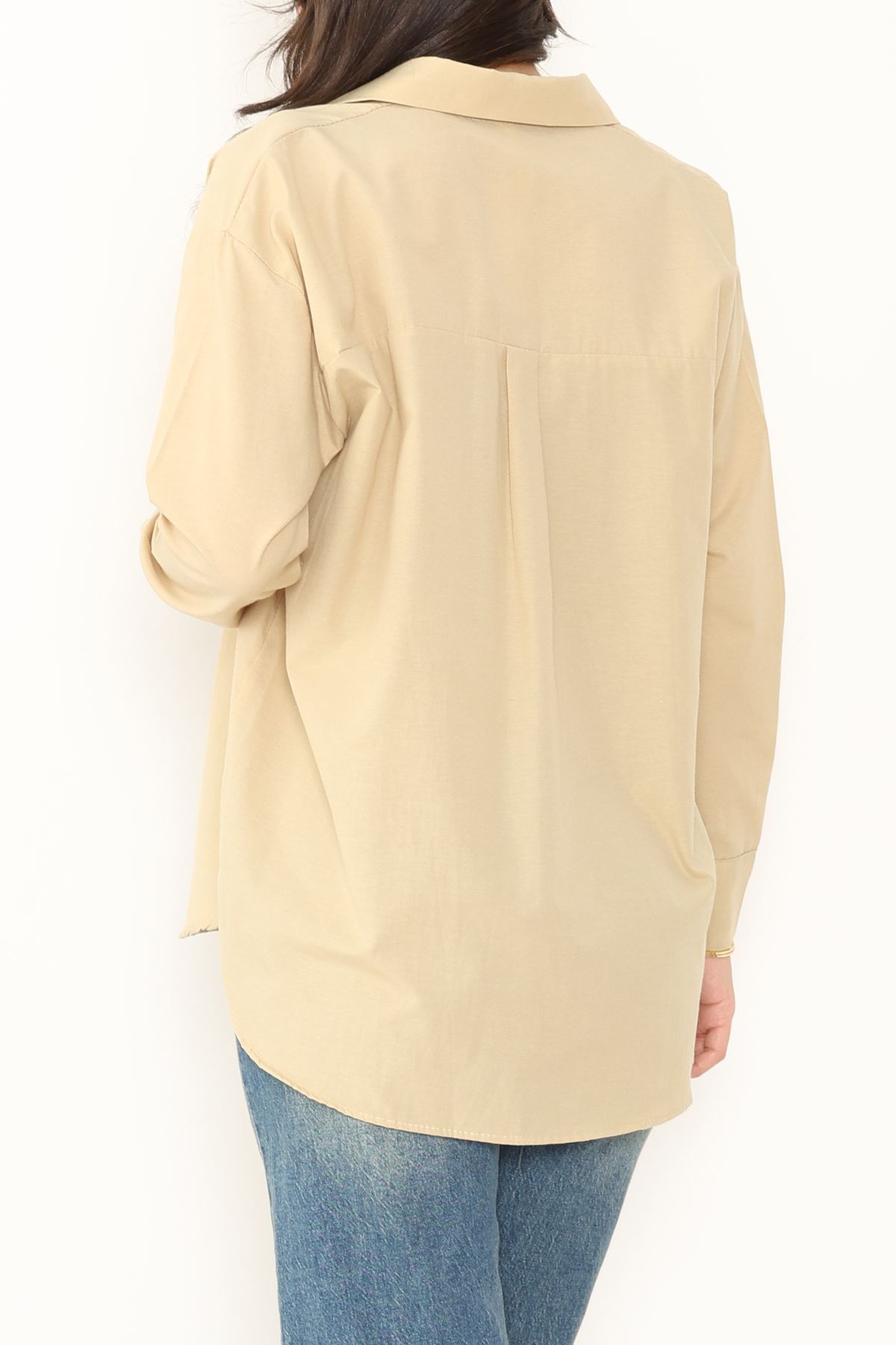 Terikoton Oversize Gömlek Vizon - 30829.2111.