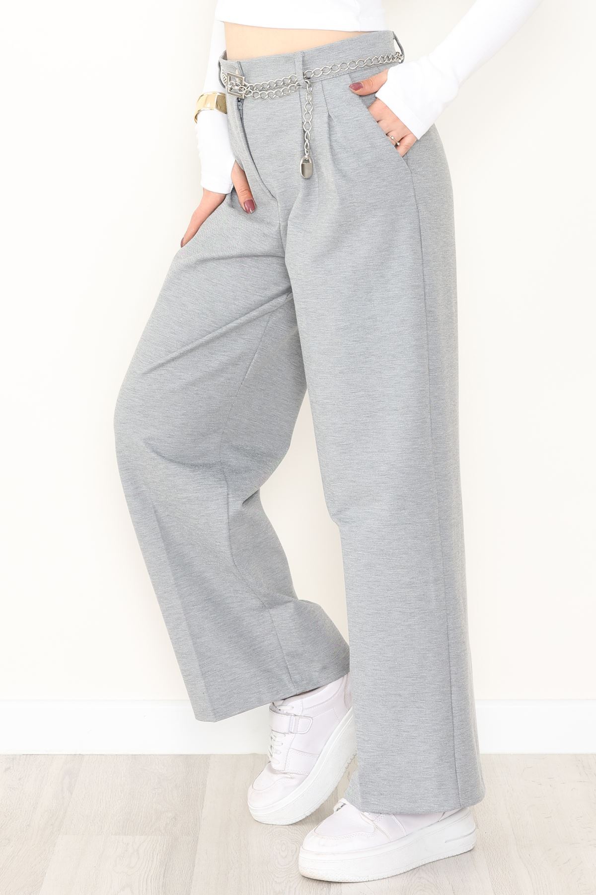 İnterlok Kumaş Bol Paça Pantolon Gri - 51049.2061.
