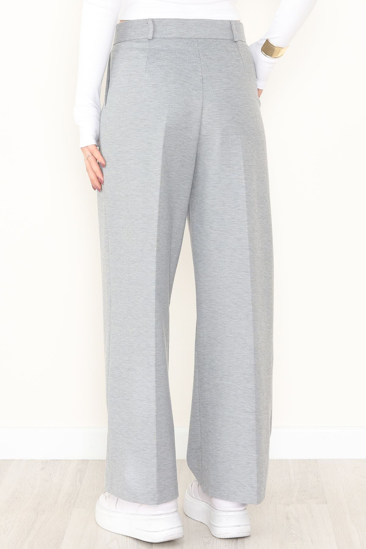 İnterlok Kumaş Bol Paça Pantolon Gri - 51049.2061.