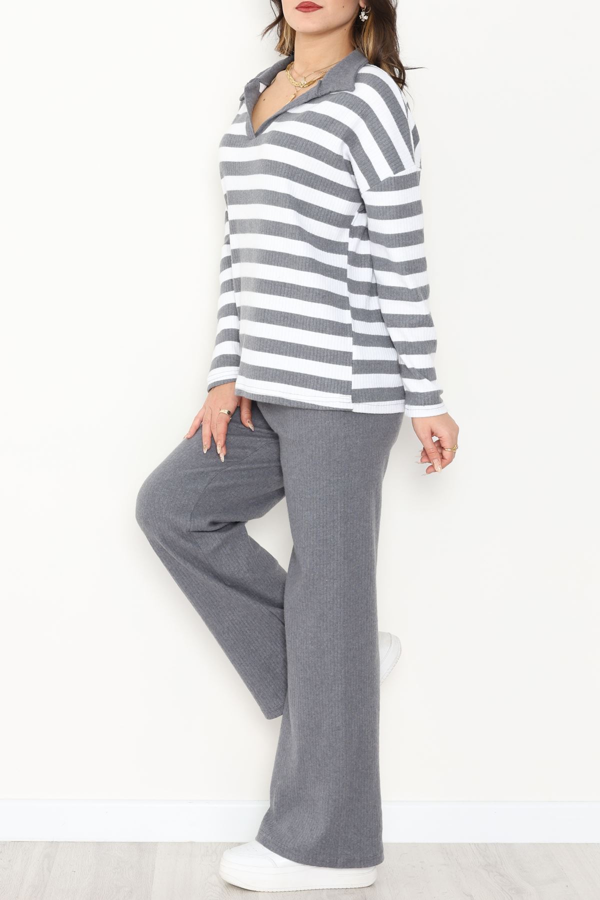 Polo Yaka Raporlu İnterlok Takım Fümebeyaz - 42738.1567.