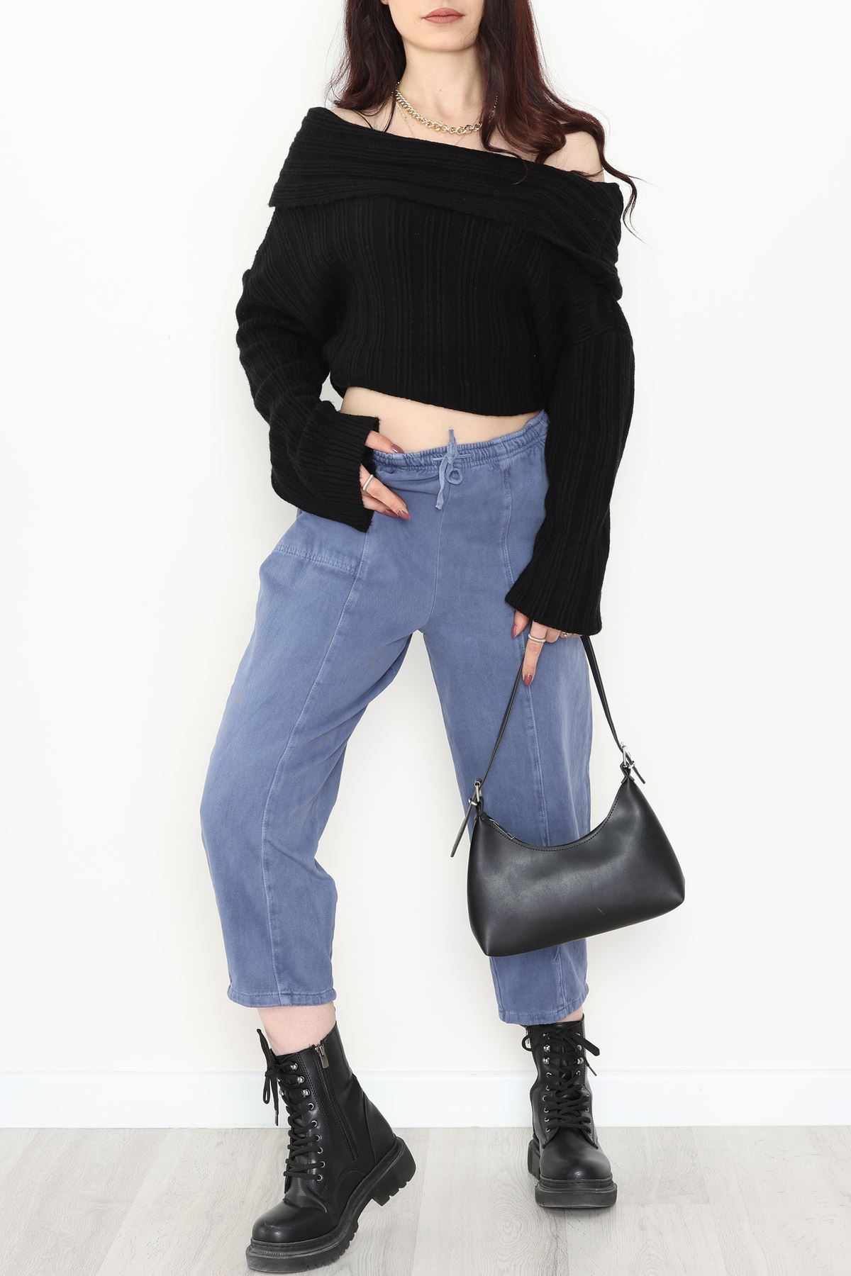 Yıkamalı Havuç Pantolon Açıkmavi - 51212.1779.