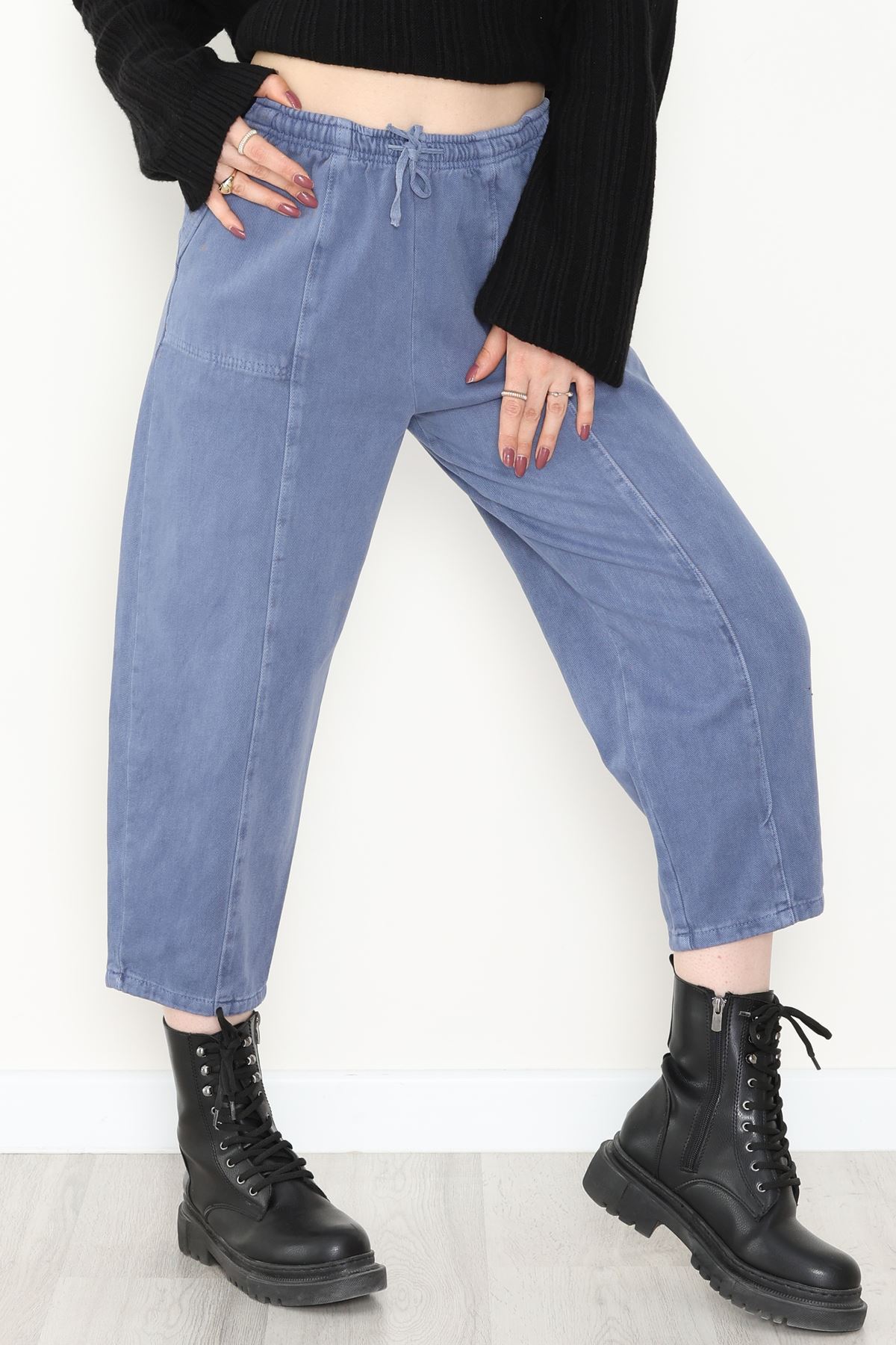 Yıkamalı Havuç Pantolon Açıkmavi - 51212.1779.