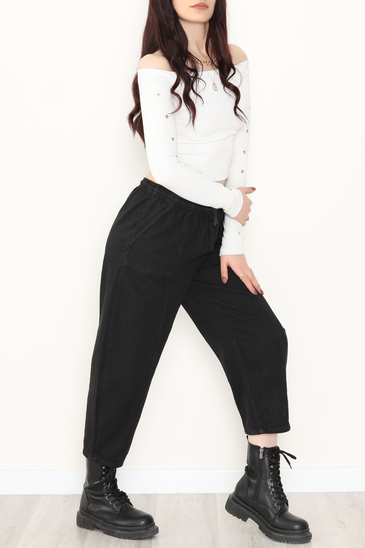 Yıkamalı Havuç Pantolon Siyah - 51212.1779.