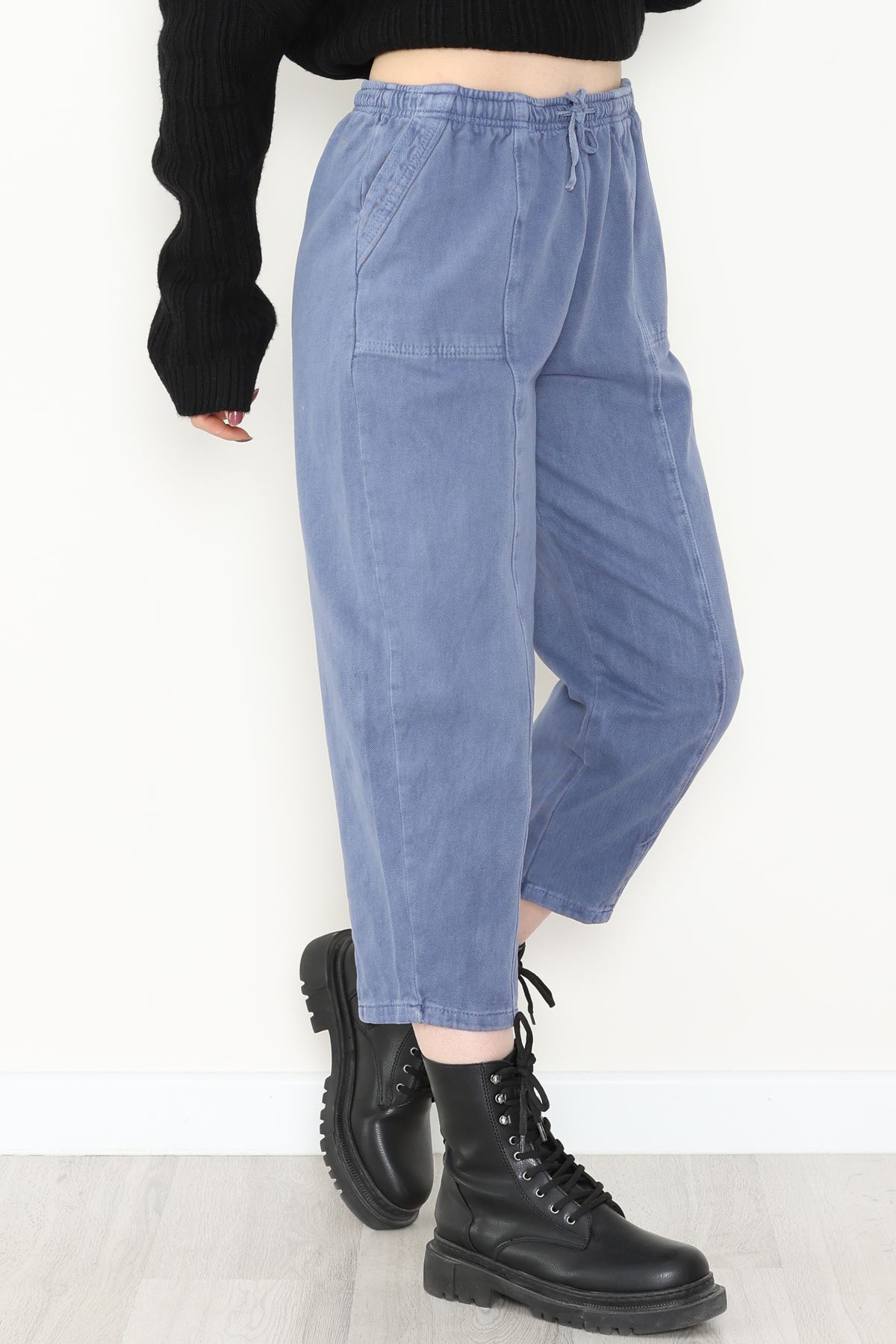 Yıkamalı Havuç Pantolon Açıkmavi - 51212.1779.