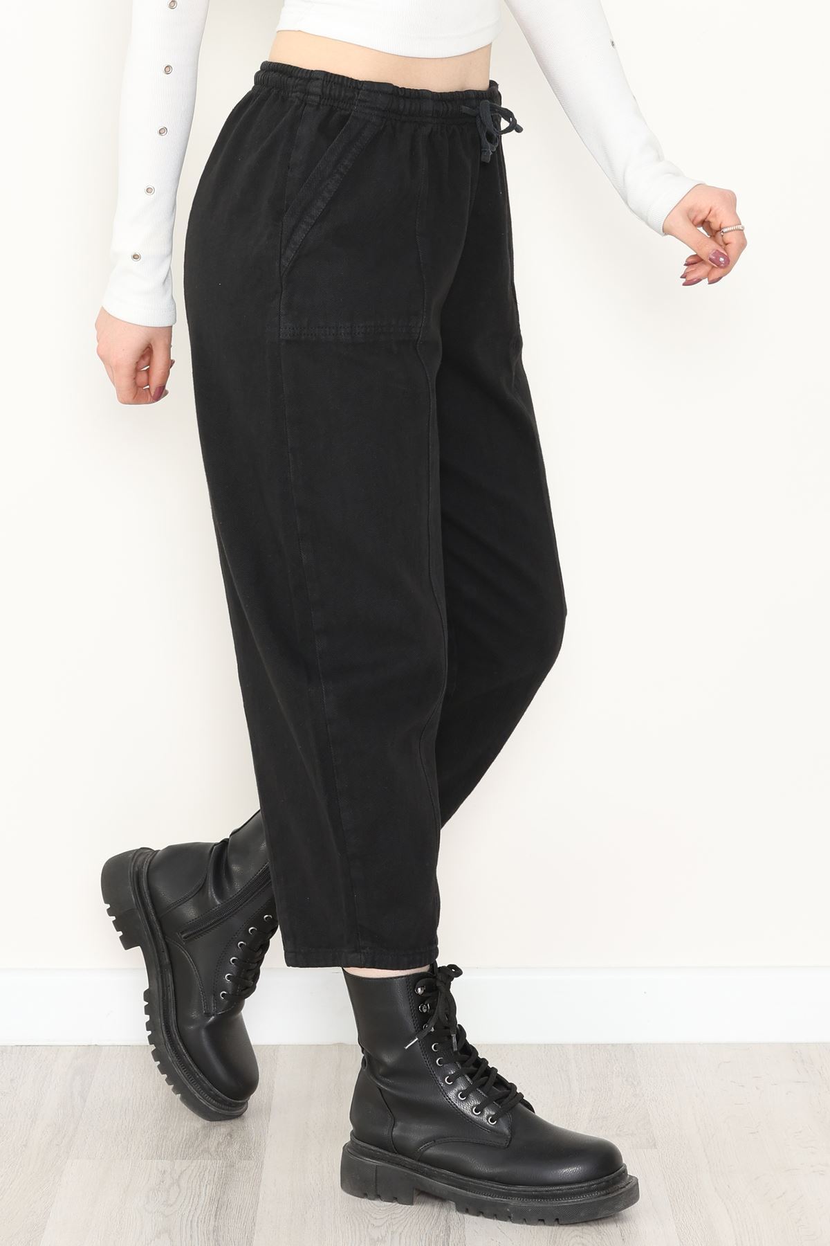 Yıkamalı Havuç Pantolon Siyah - 51212.1779.