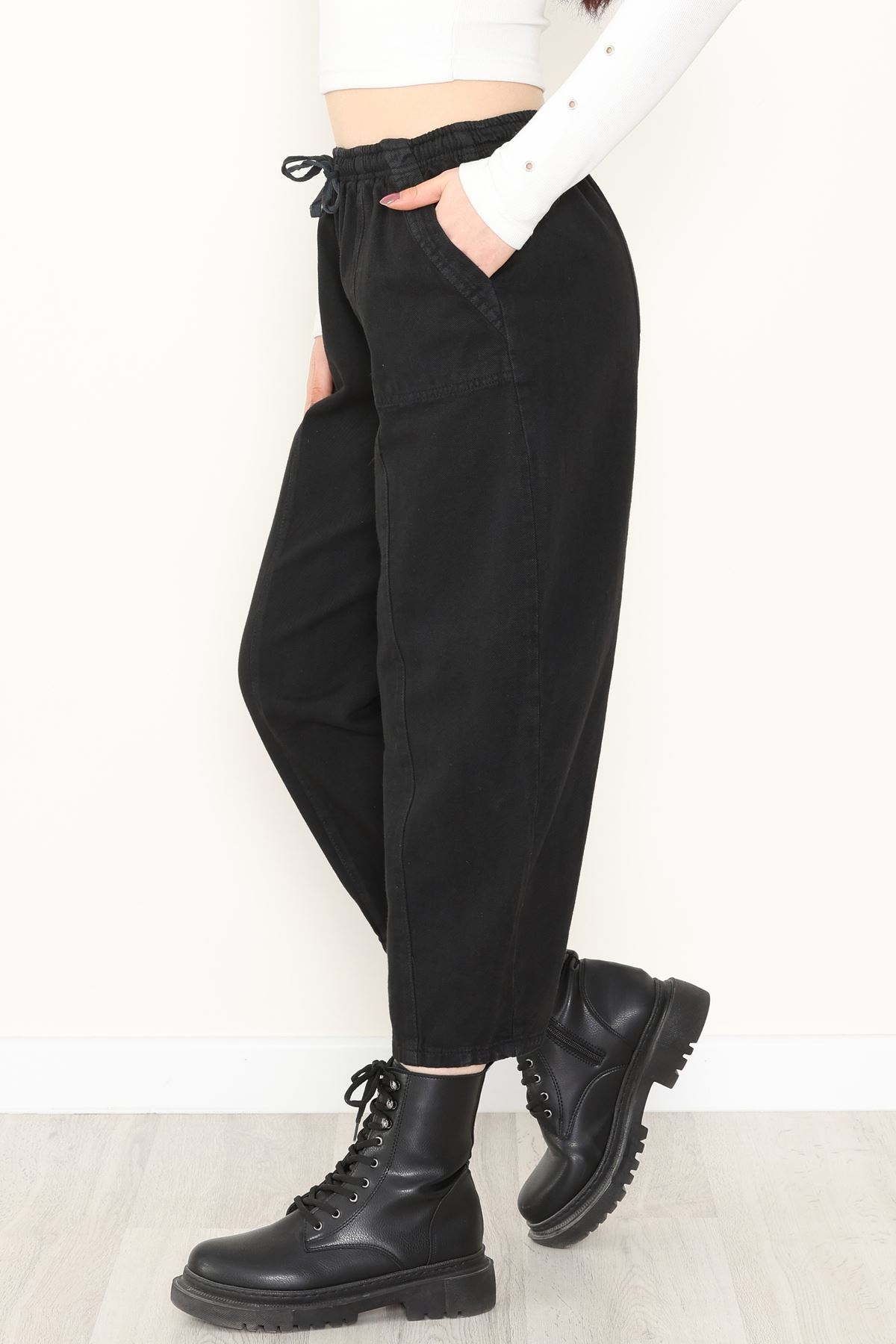 Yıkamalı Havuç Pantolon Siyah - 51212.1779.