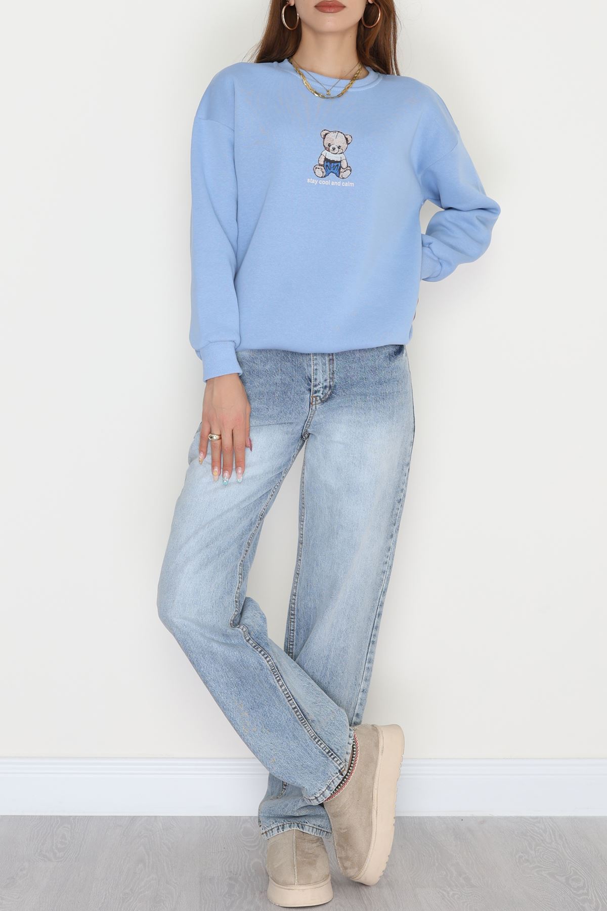 3 İplik Bisiklet Yaka Sweat Bebemavi - 42237.1878.