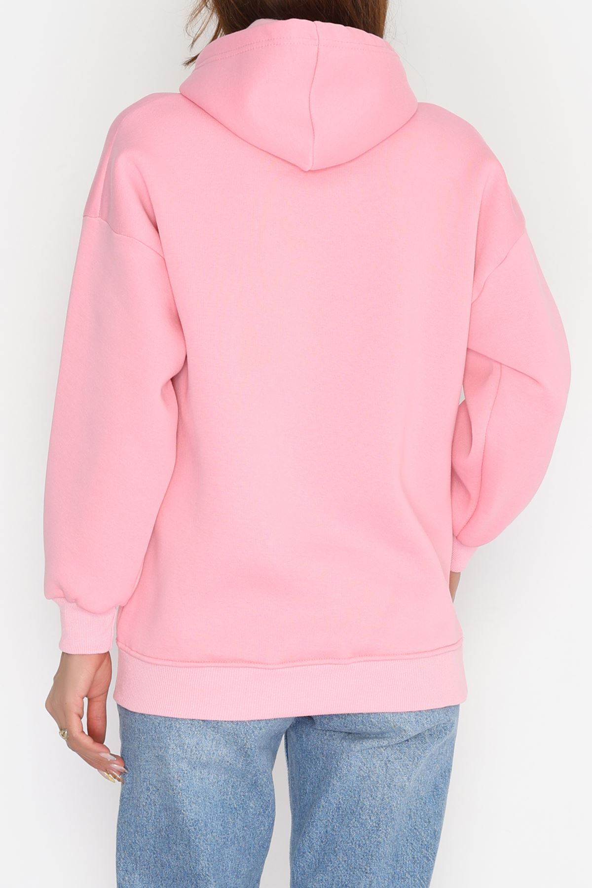 3 İplik Kapşonlu Nakışlı Sweat Pembebordo - 42221.1878.