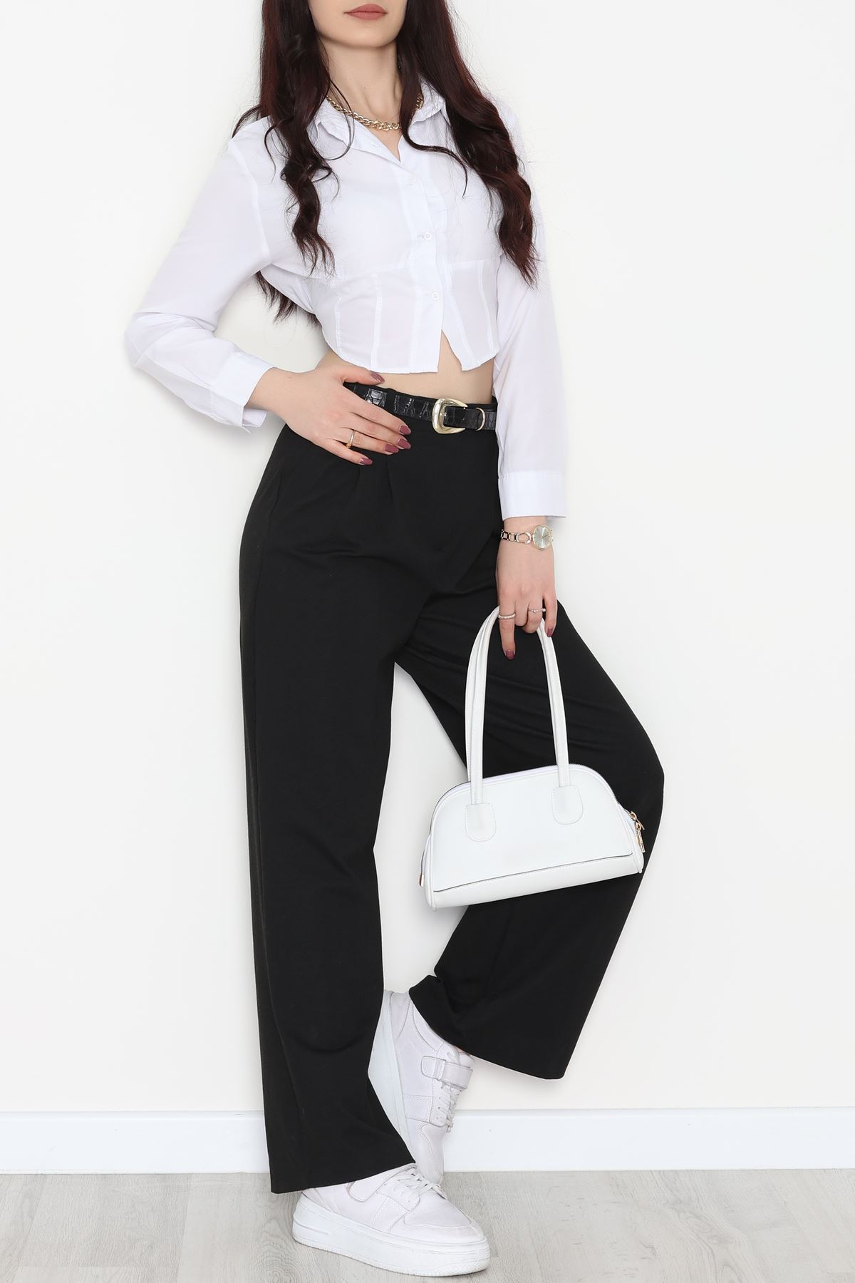 İnterlok Kumaş Bol Paça Pantolon Siyah - 51049.2061.