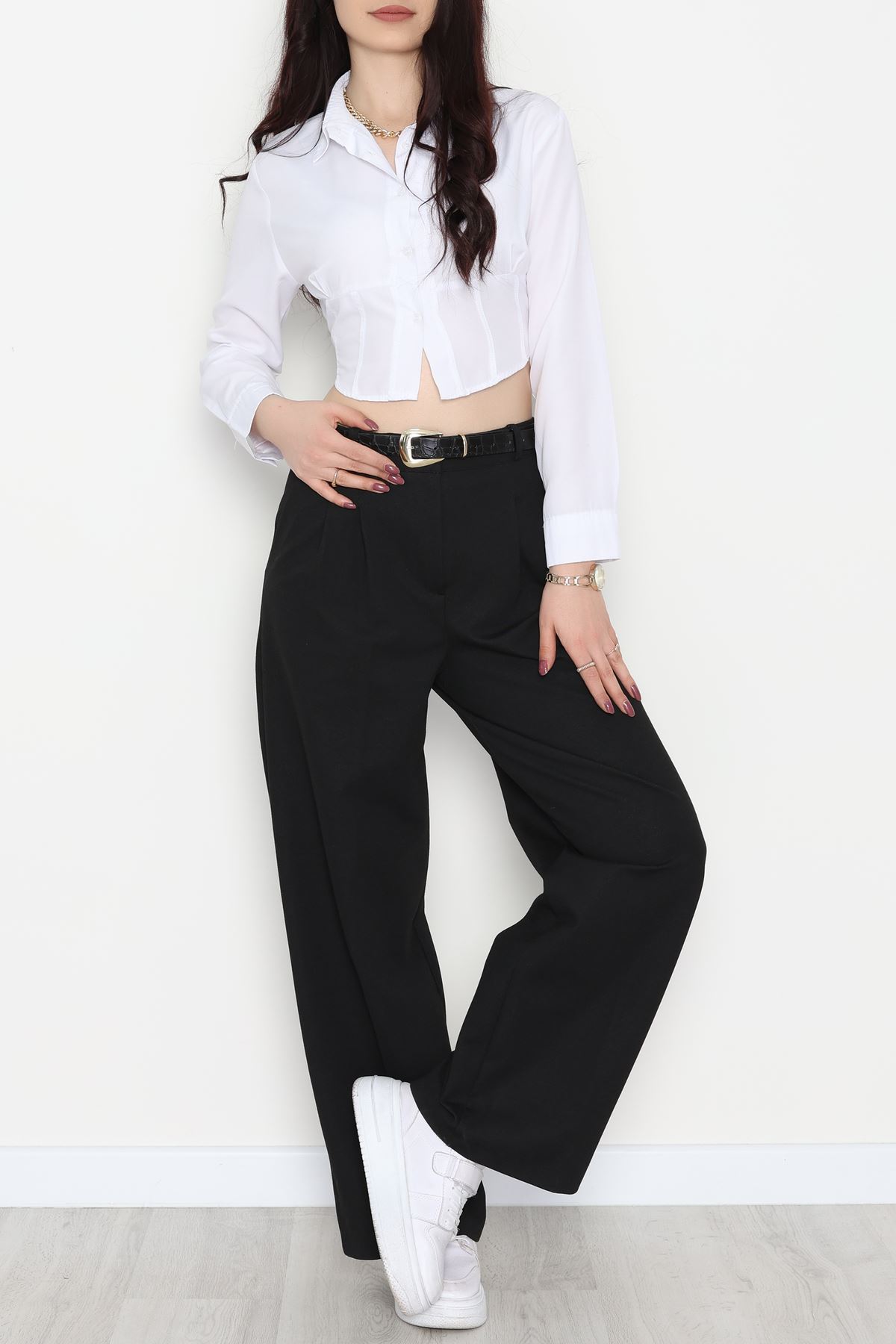 İnterlok Kumaş Bol Paça Pantolon Siyah - 51049.2061.