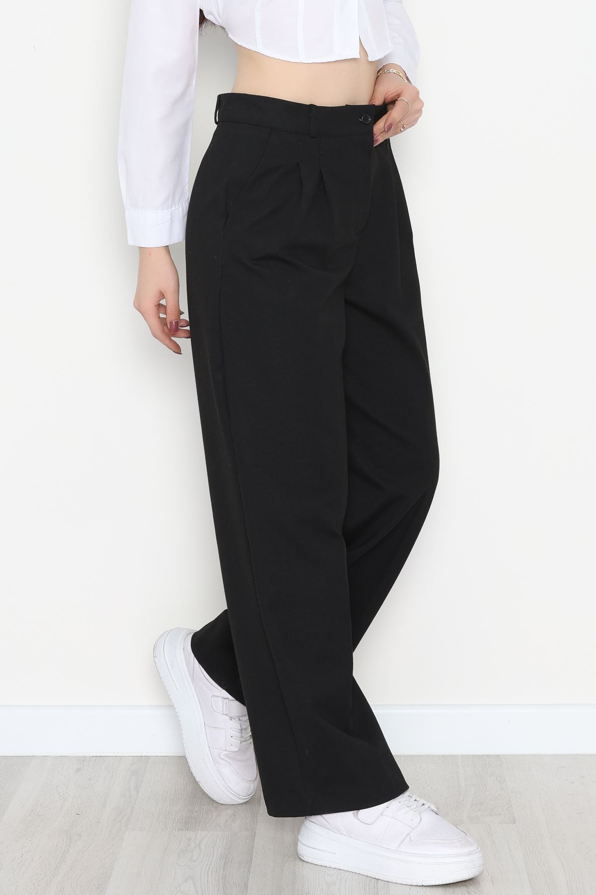 İnterlok Kumaş Bol Paça Pantolon Siyah - 51049.2061.