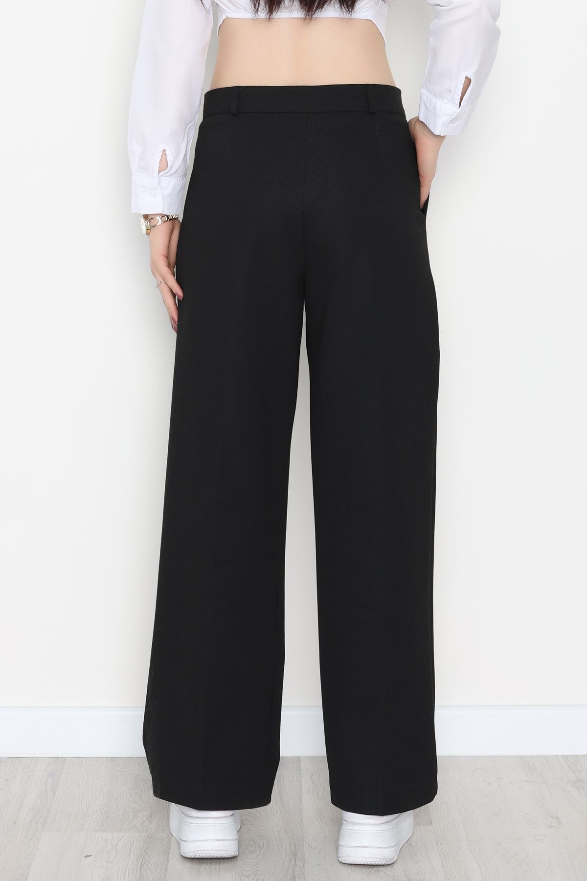 İnterlok Kumaş Bol Paça Pantolon Siyah - 51049.2061.