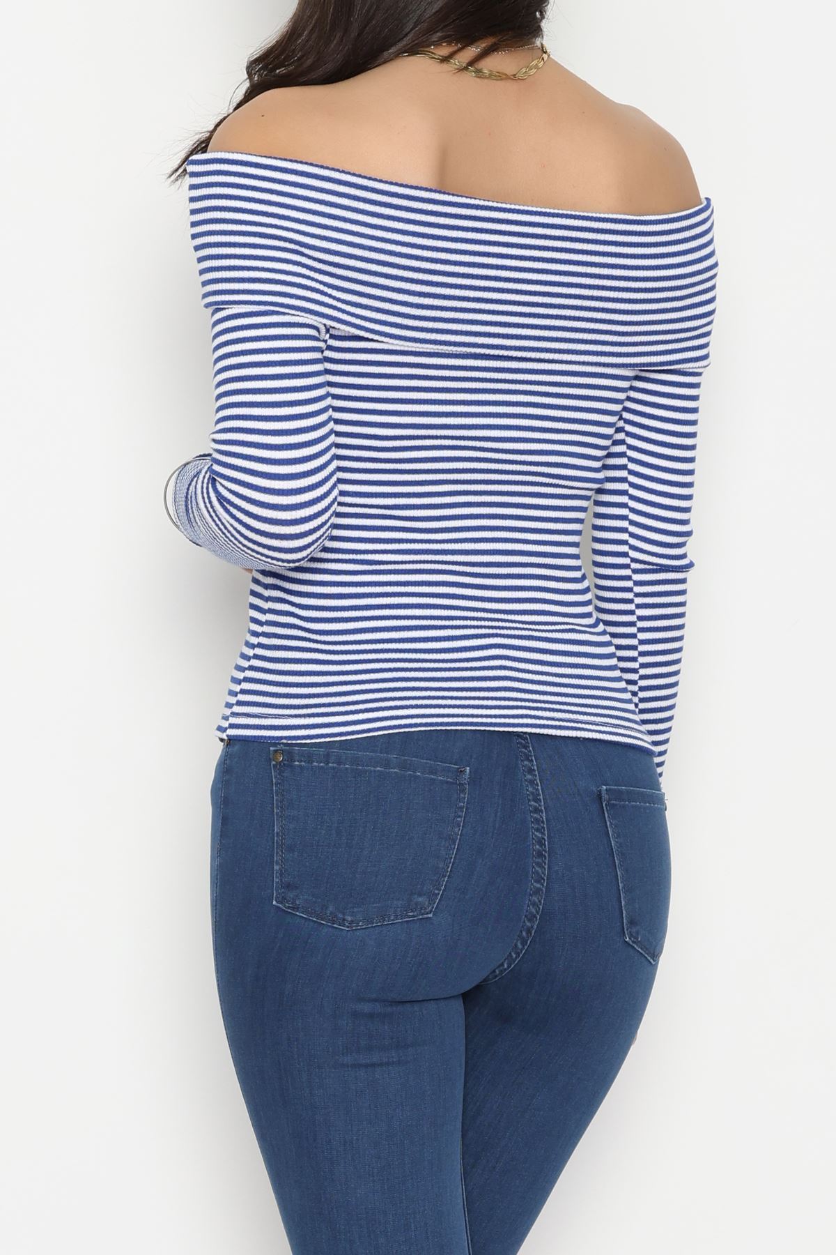 Madonna Yaka Likralı Kaşkorse Bluz Saksbeyaz - 42765.1567.