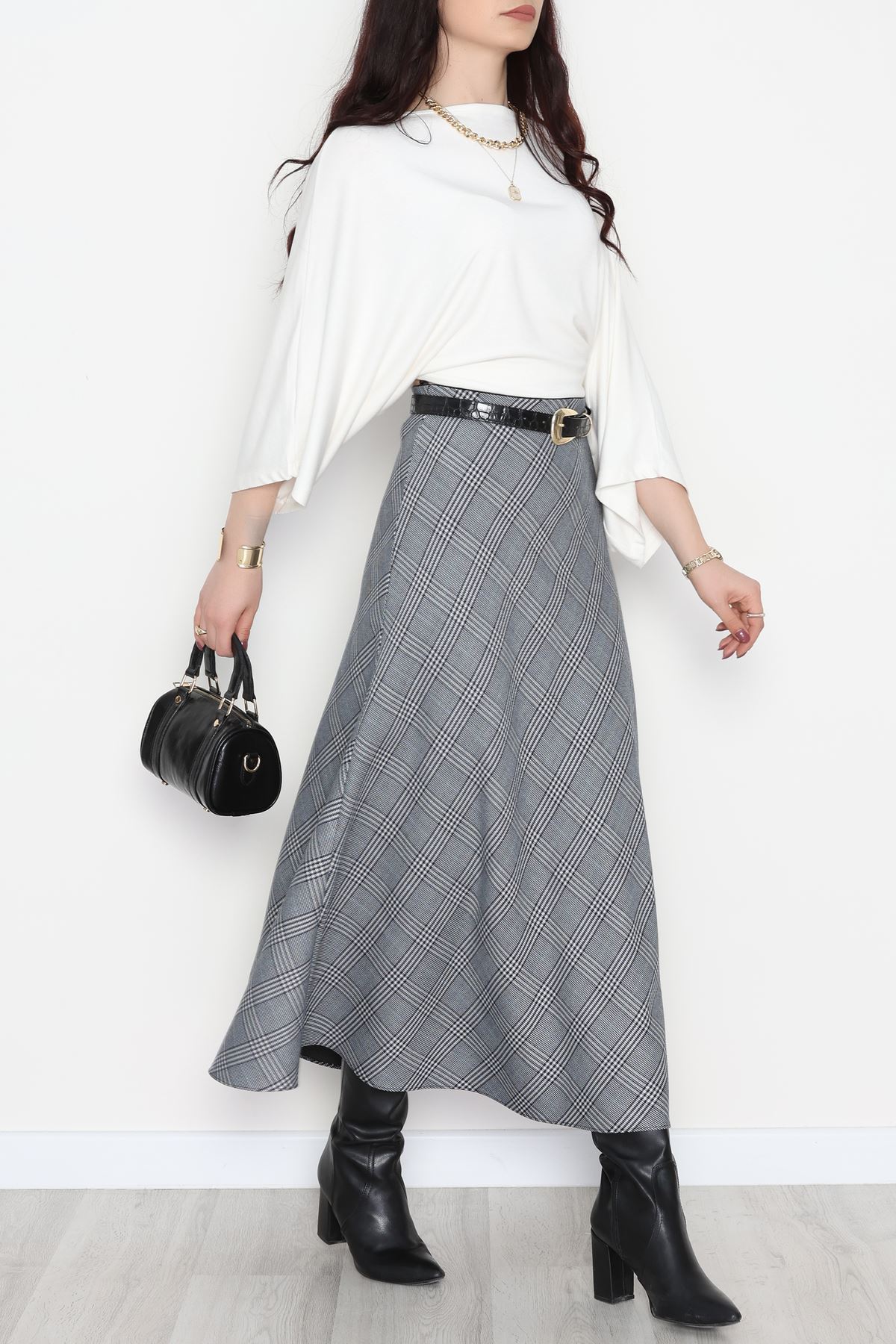 Desenli Çan Etek Gri - 51020.1779.