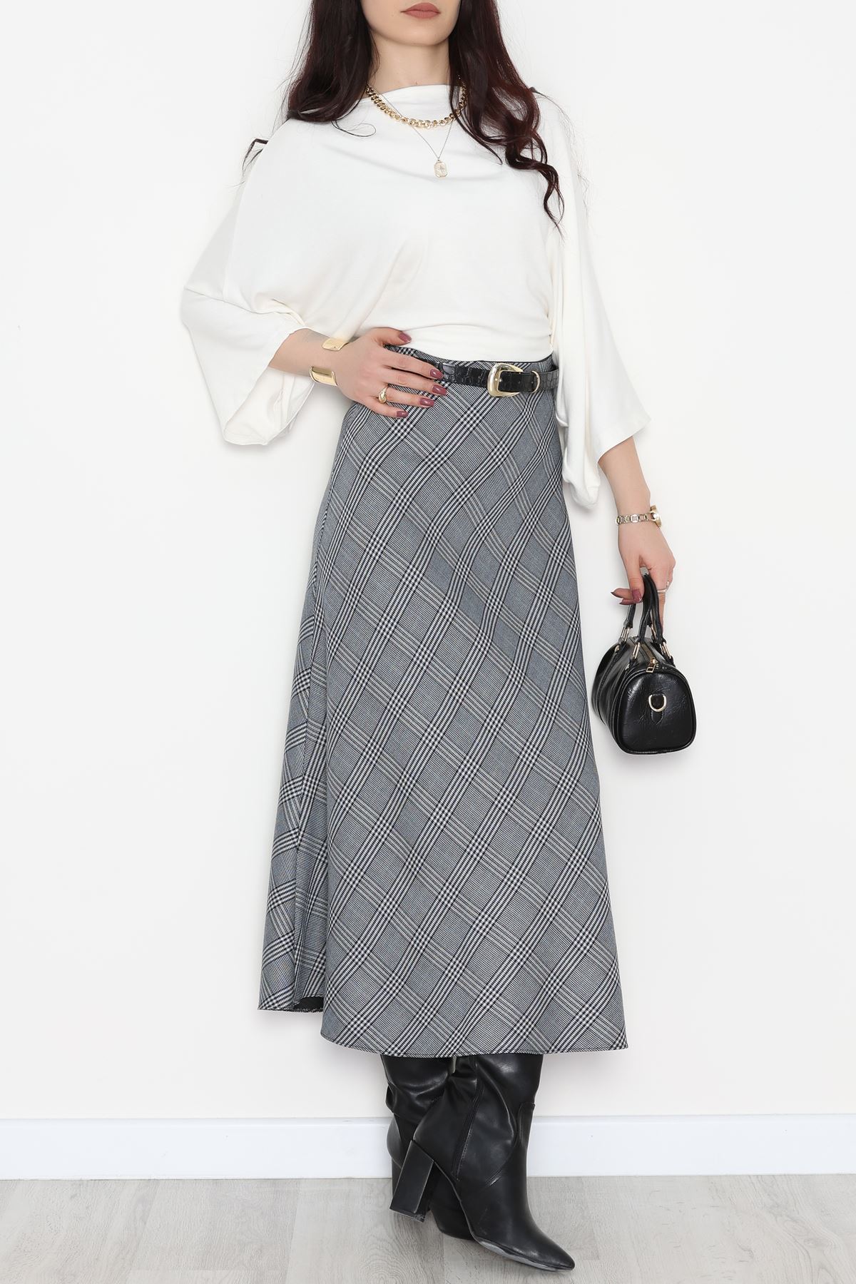 Desenli Çan Etek Gri - 51020.1779.