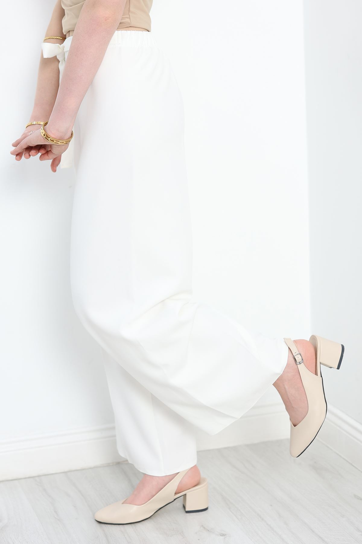 Dabıl Bol Kalıp Pantolon Beyaz - 20169.1884.