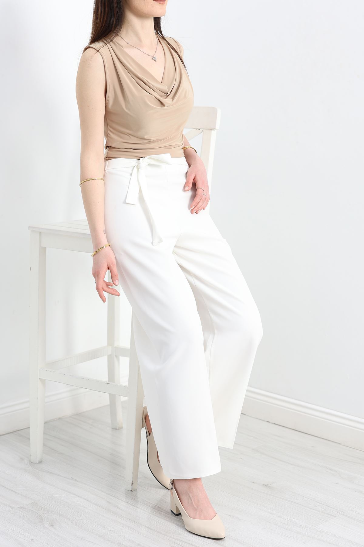 Dabıl Bol Kalıp Pantolon Beyaz - 20169.1884.