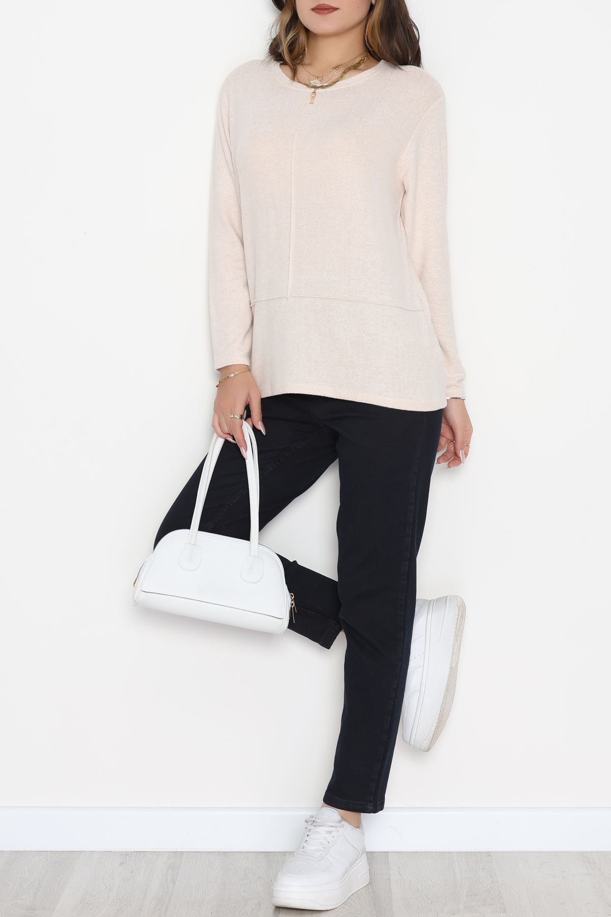 Yün Çilek Bluz Bej - 51065.2114.