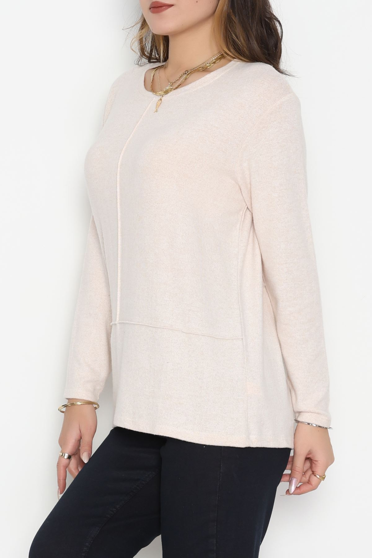 Yün Çilek Bluz Bej - 51065.2114.