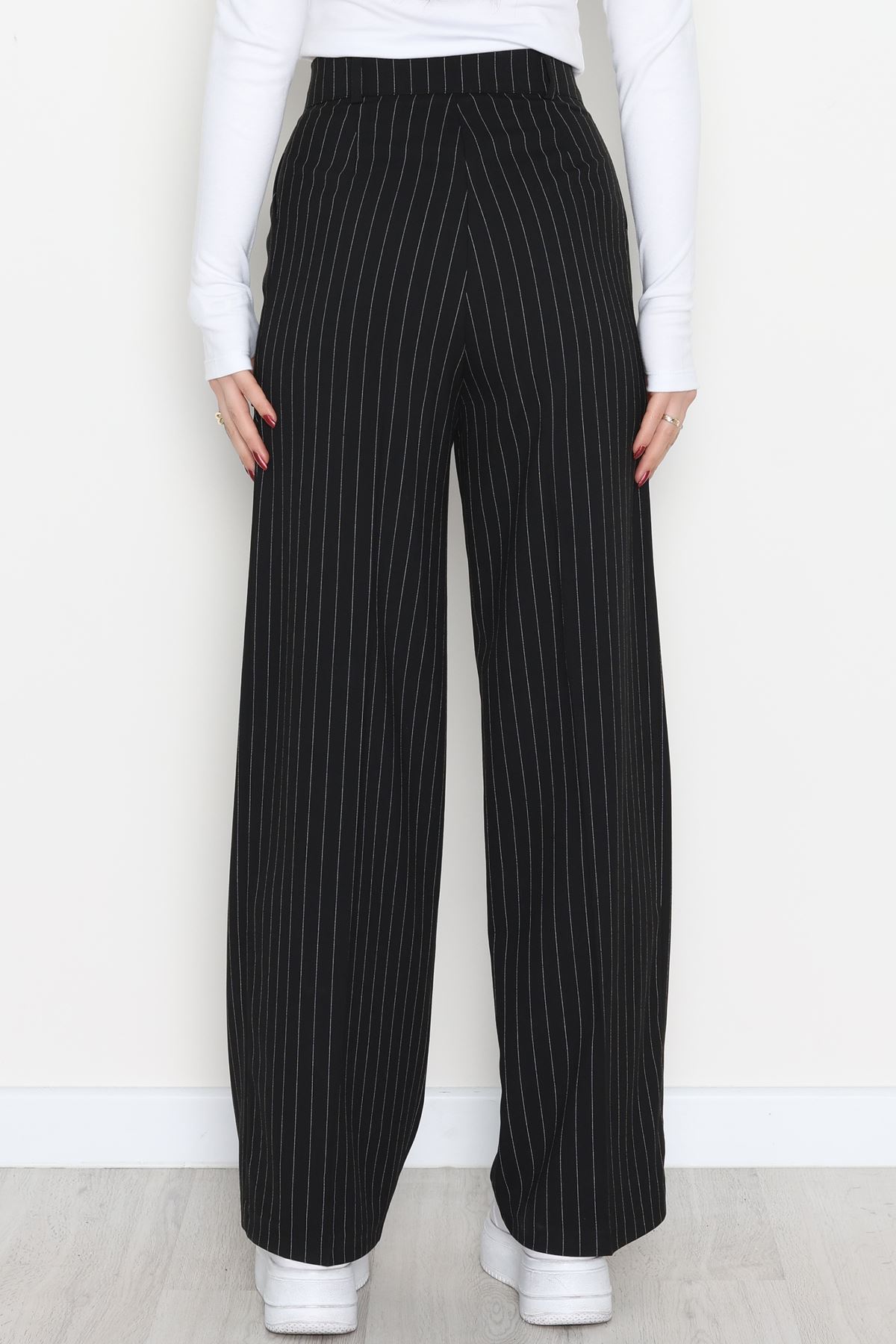 Çizgili Palazzo Pantolon Siyah - 51079.1779.