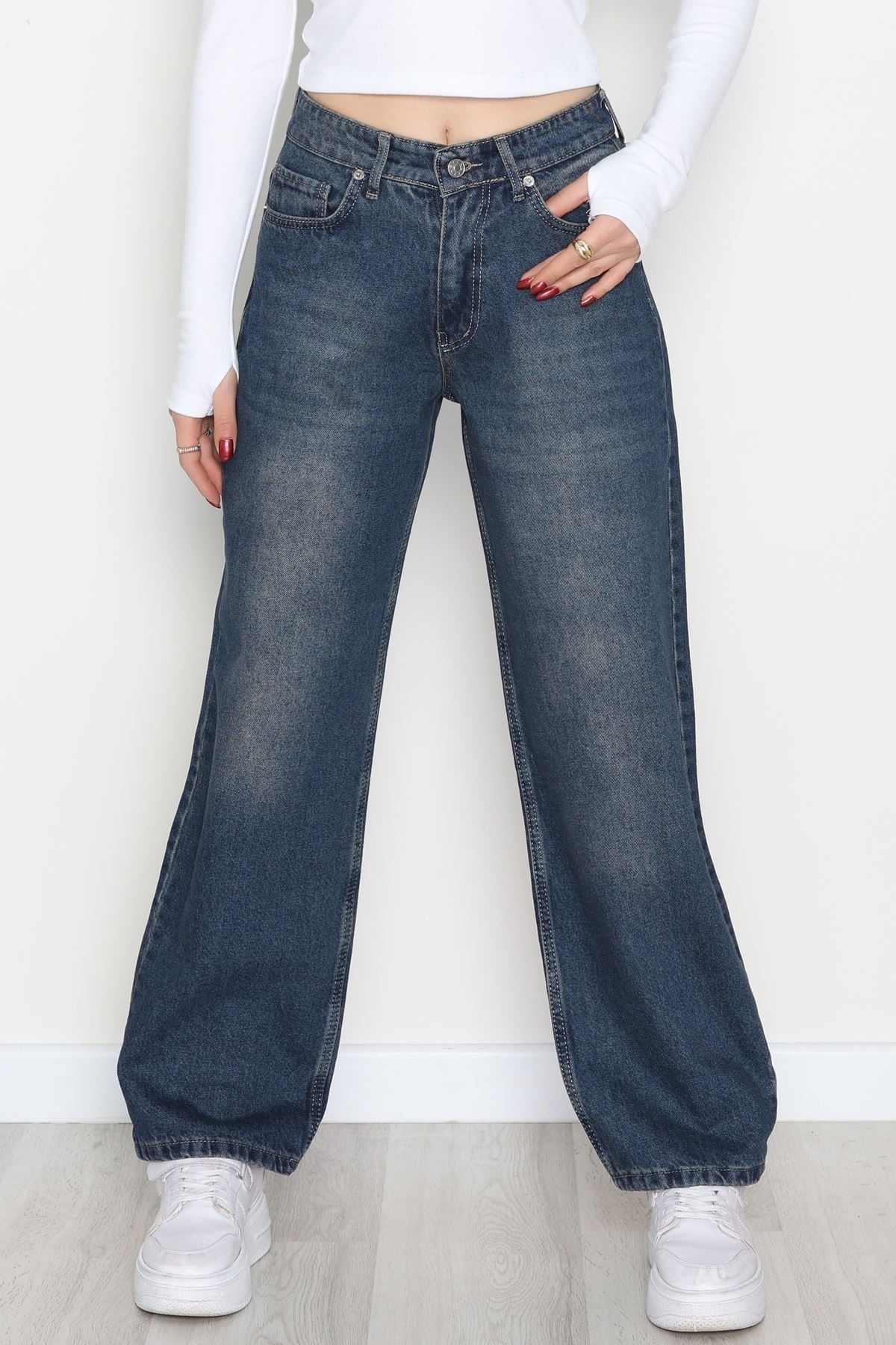 Geniş Paça Palazzo Kot Pantolon Mavitint - 31564.2059.