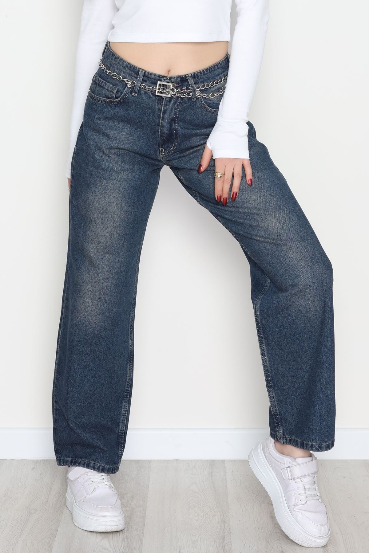 Geniş Paça Palazzo Kot Pantolon Mavitint - 31564.2059.