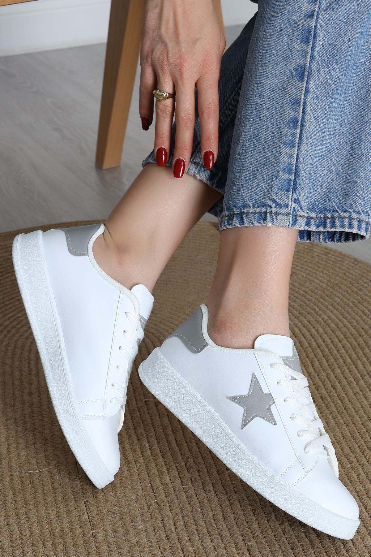 Yıldızlı Spor Ayakkabı Beyazgri - 31295.264.