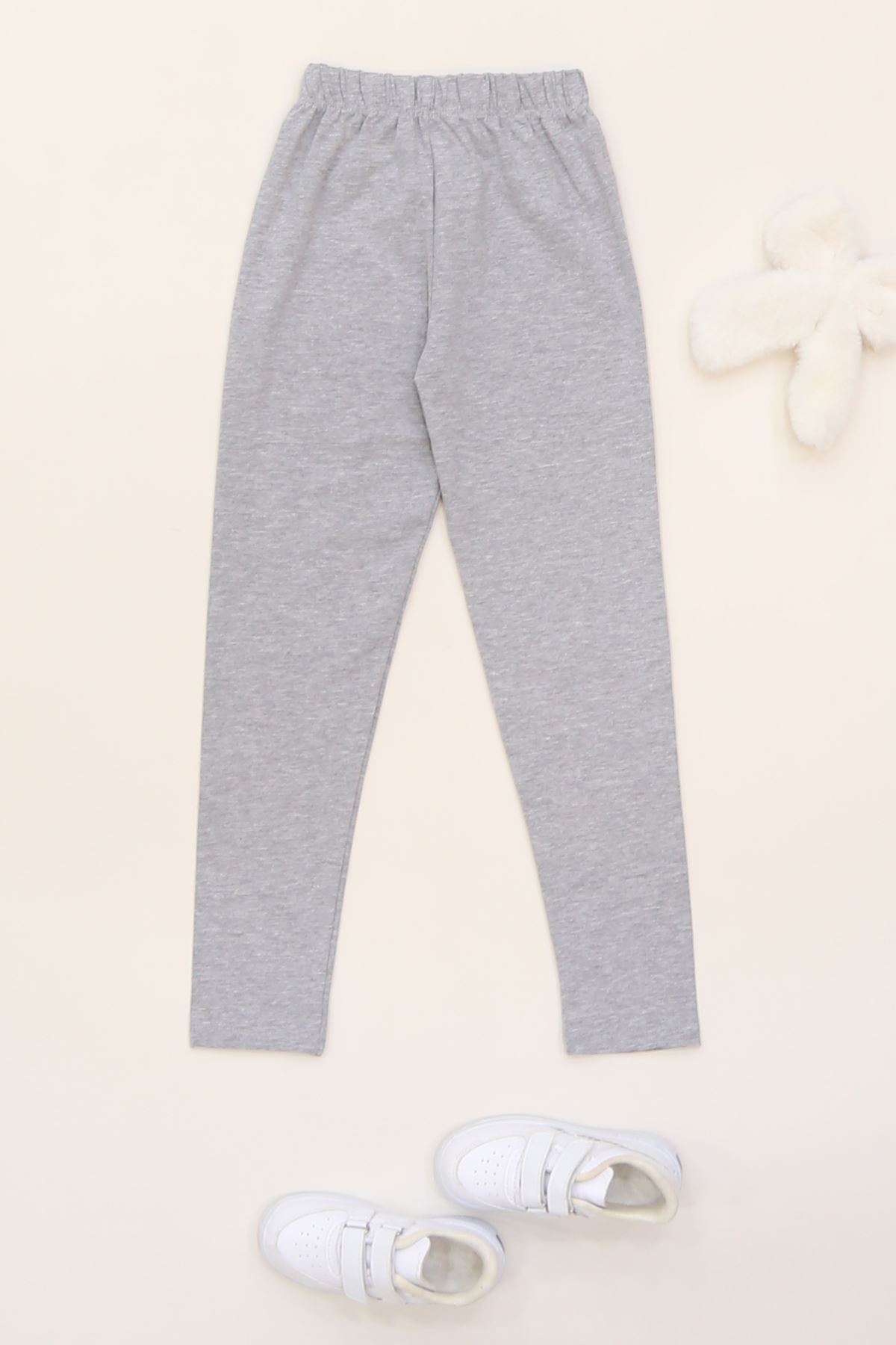 7-12 Yaş Likralı Penye Tayt Gri - 50946.1981.