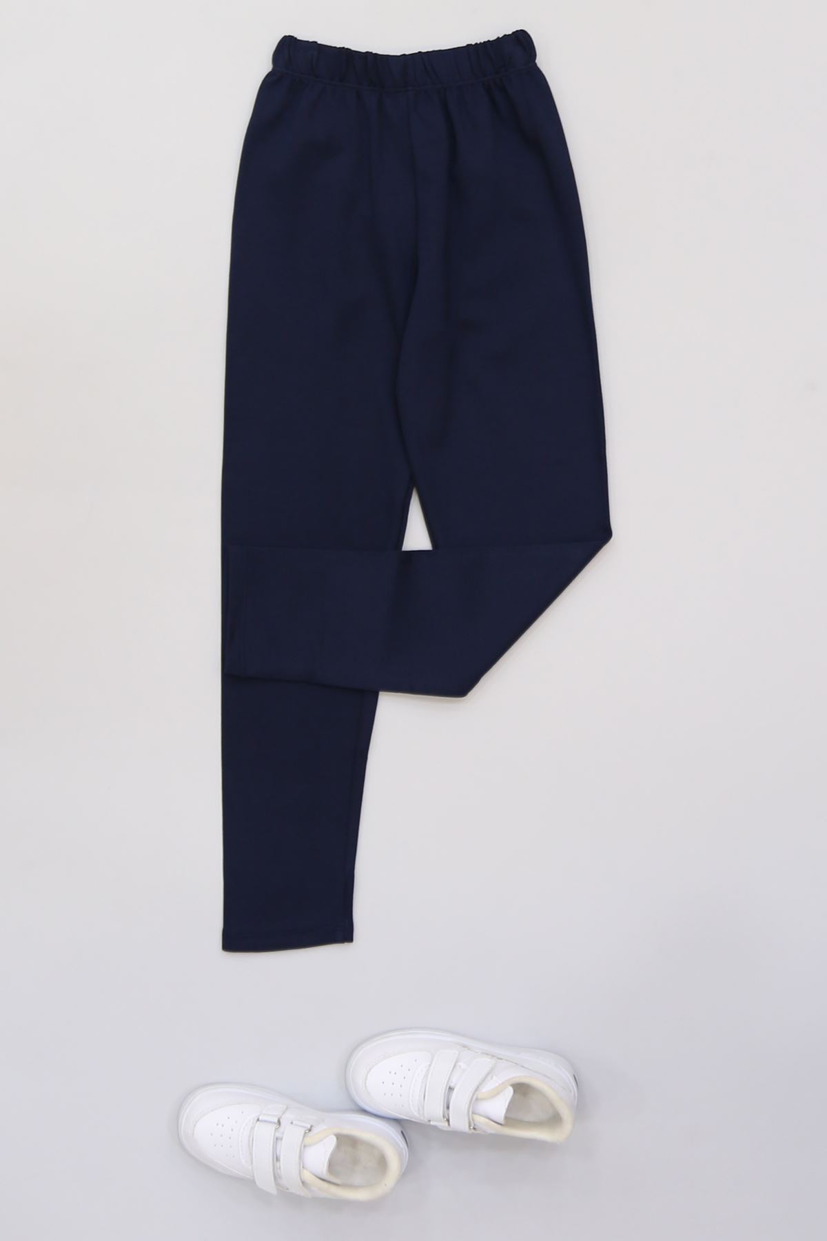 7-12 Yaş Likralı Penye Tayt Lacivert - 50946.1981.