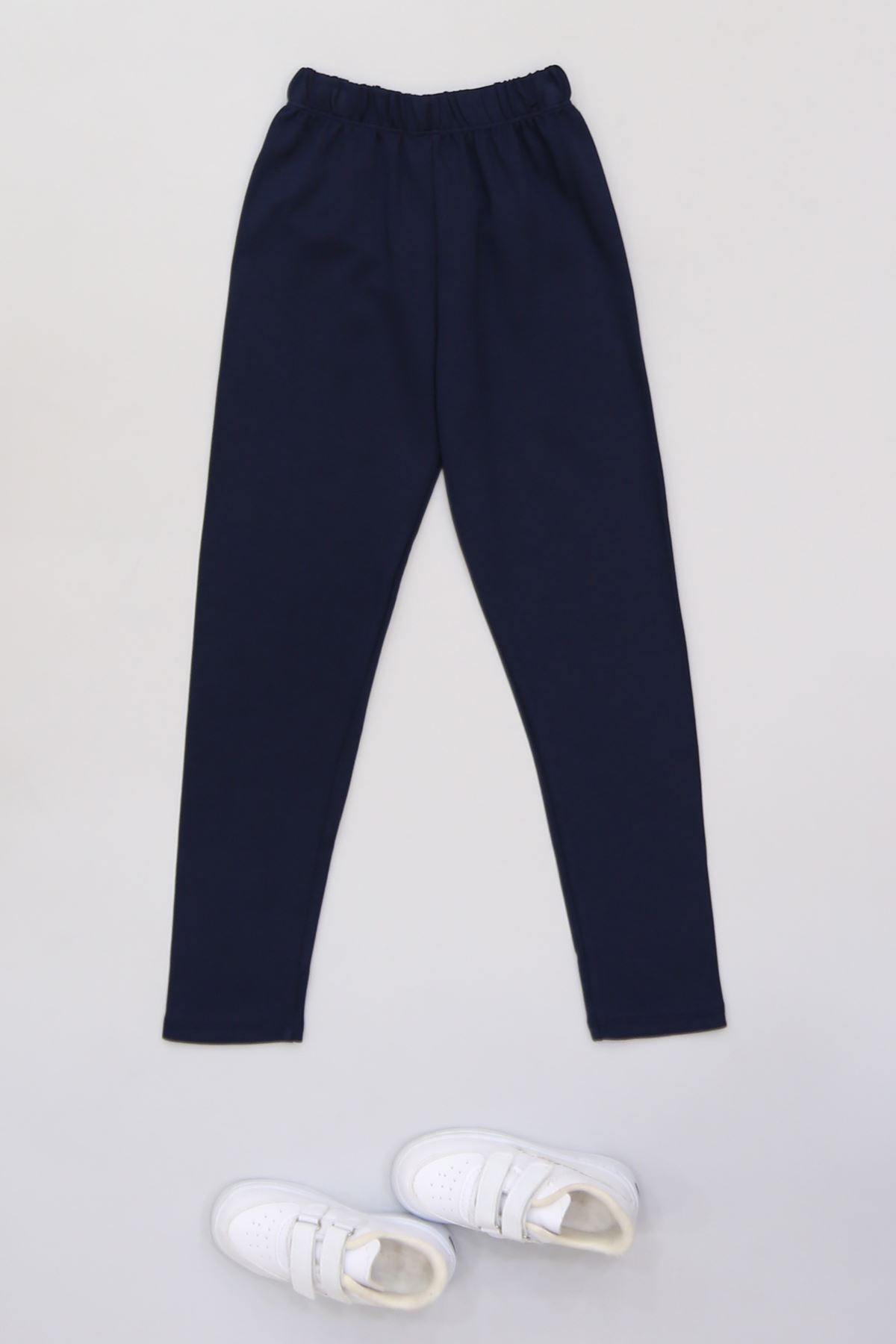 7-12 Yaş Likralı Penye Tayt Lacivert - 50946.1981.