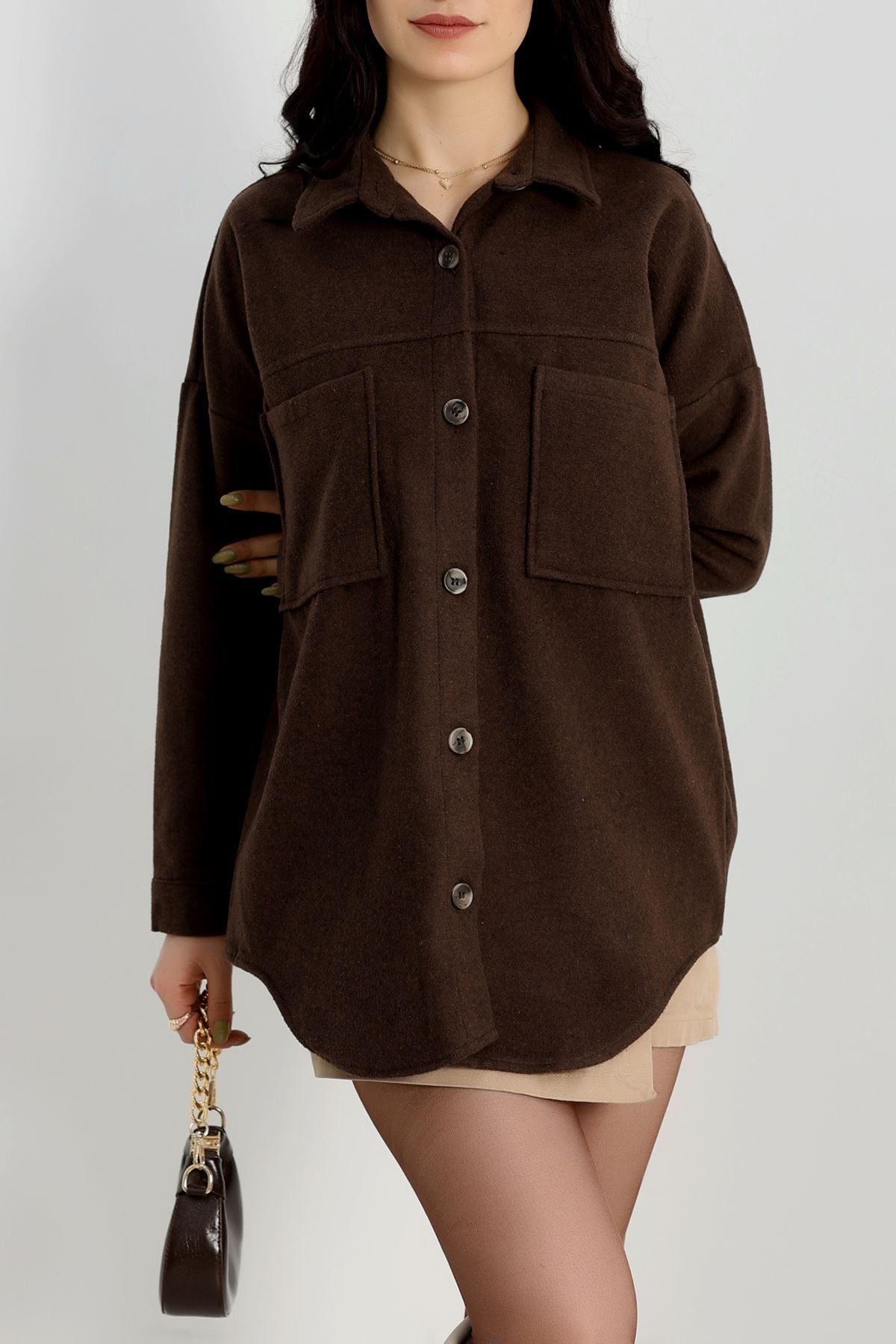 Çift Cep Kaşe Gömlek Acıkahve - 20258.1775.