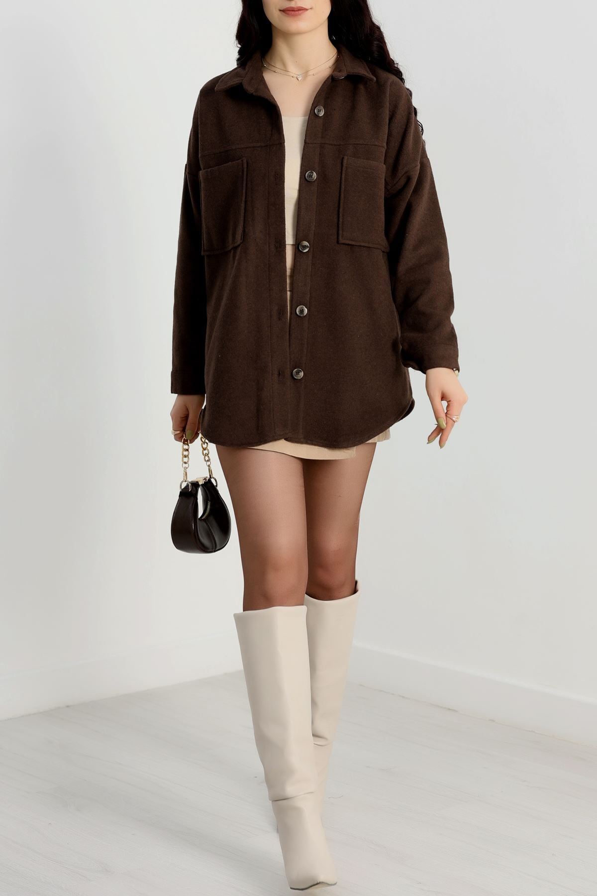 Çift Cep Kaşe Gömlek Acıkahve - 20258.1775.