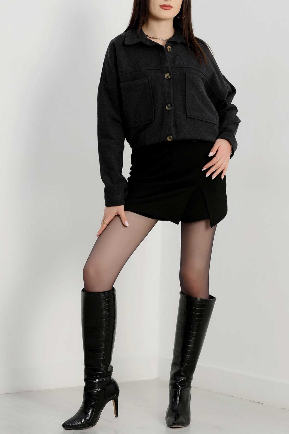 Çift Cep Kaşe Gömlek Füme - 20258.1775.