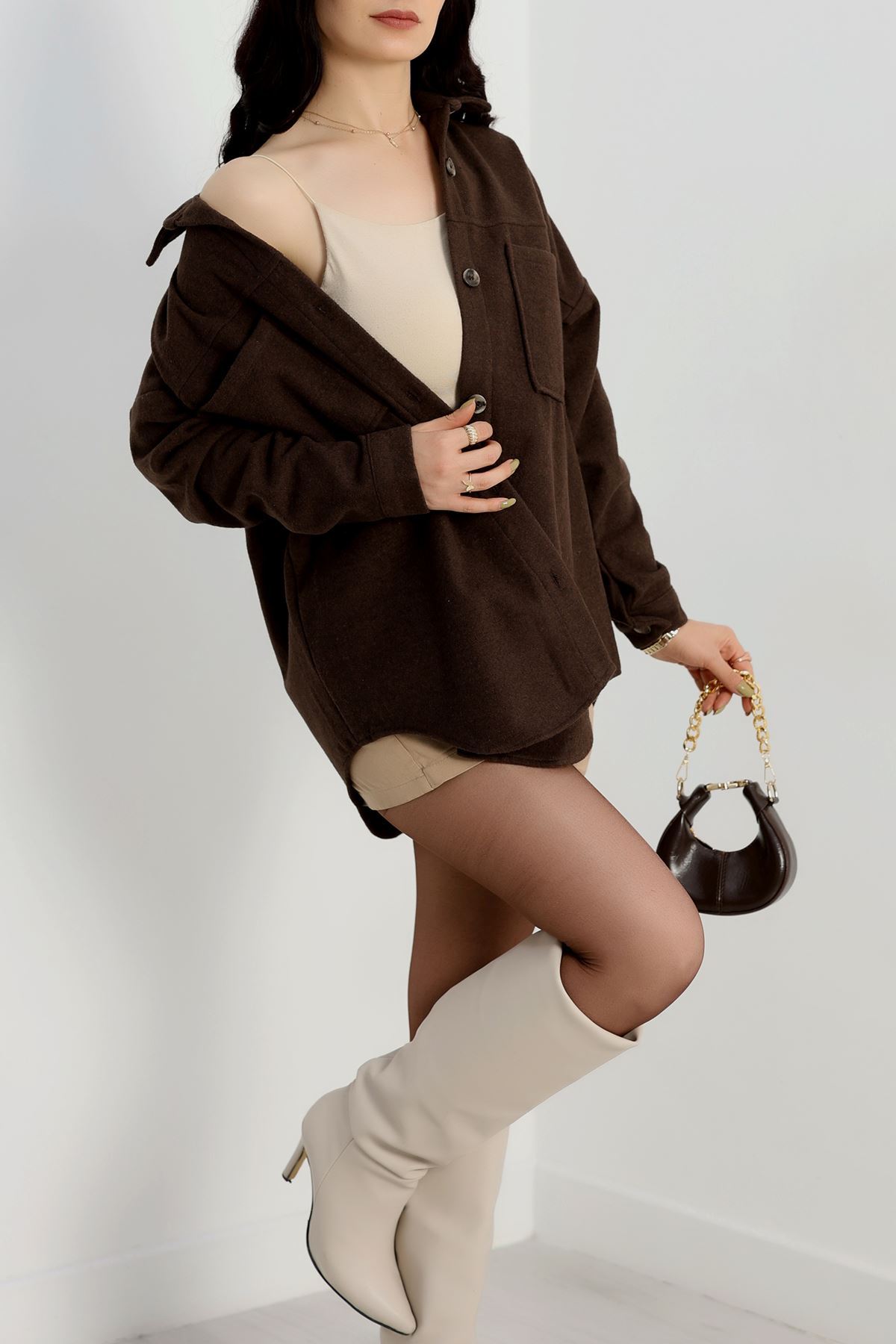 Çift Cep Kaşe Gömlek Acıkahve - 20258.1775.