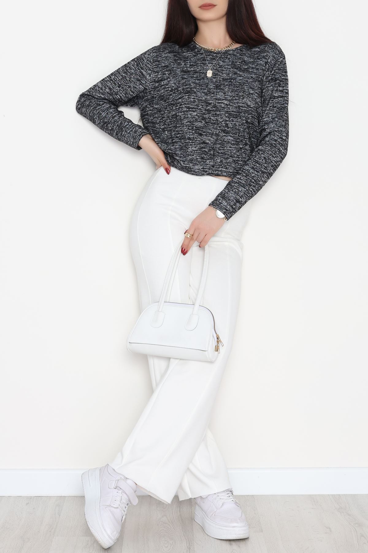 Yün Çilek Bluz Siyahfüme - 51065.2114.