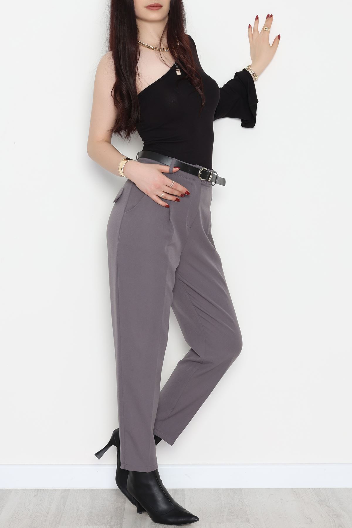 Oval Cep Havuç Pantolon Koyugri - 51219.1779.