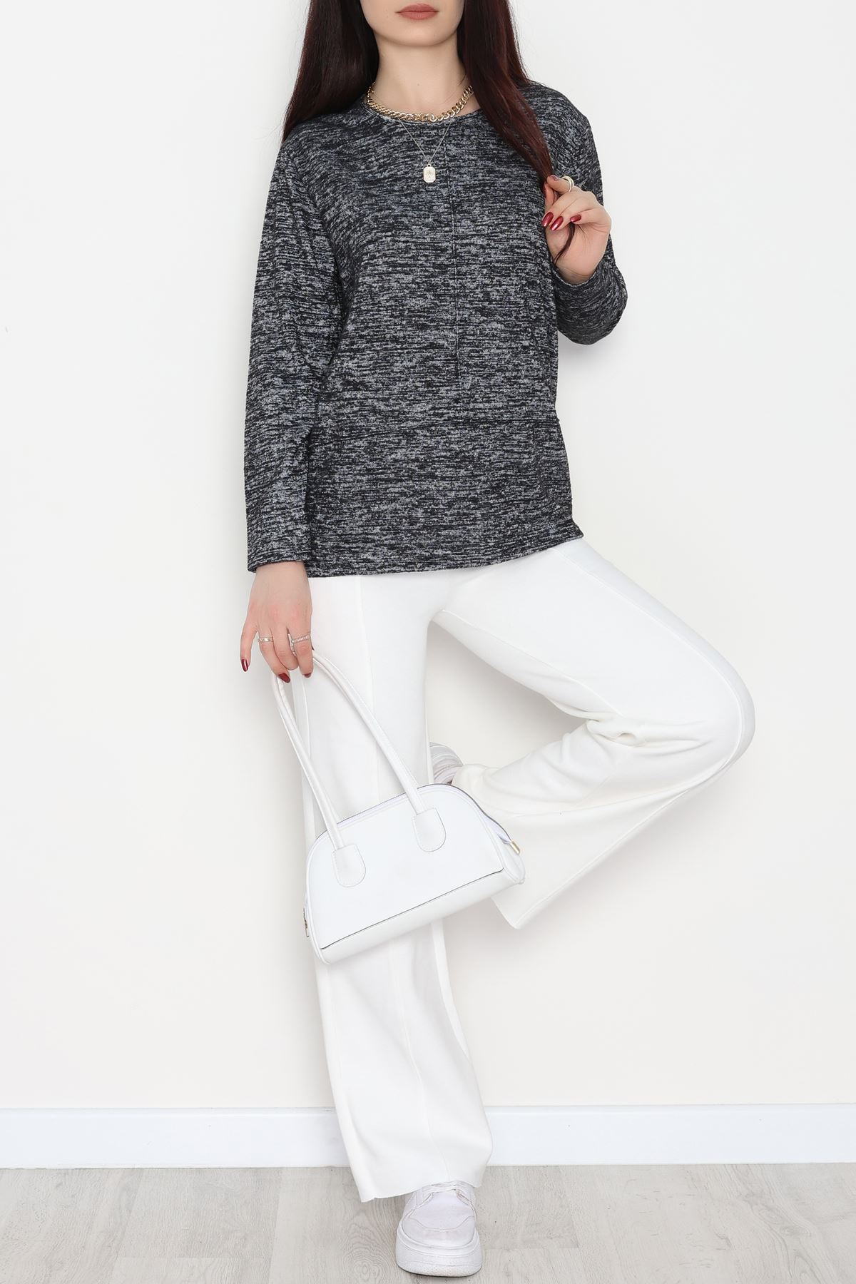 Yün Çilek Bluz Siyahfüme - 51065.2114.