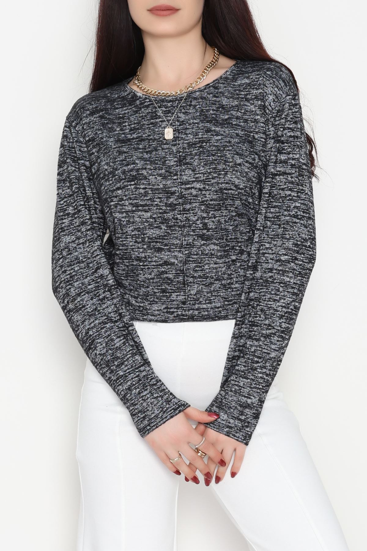 Yün Çilek Bluz Siyahfüme - 51065.2114.