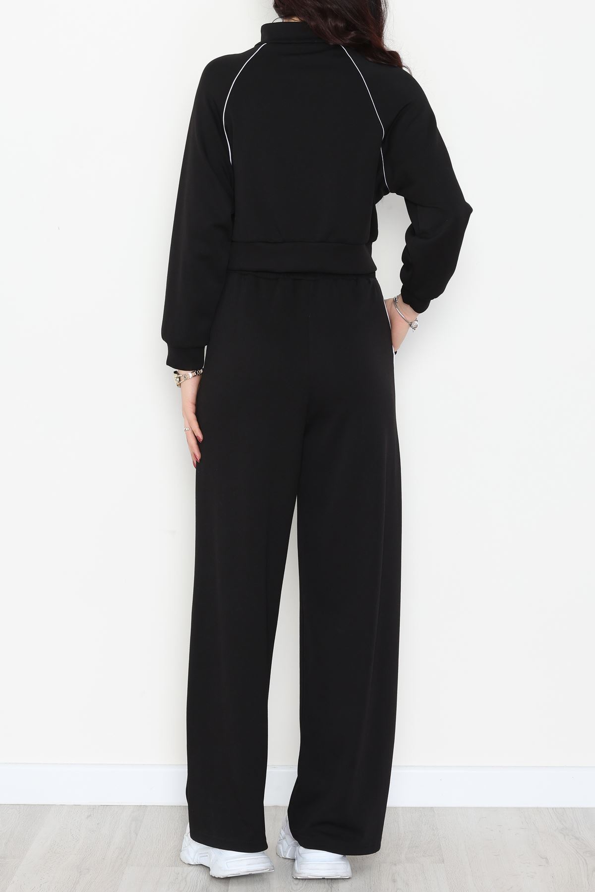 Biyeli Crop Eşofman Takımı Siyah - 4130.1247.