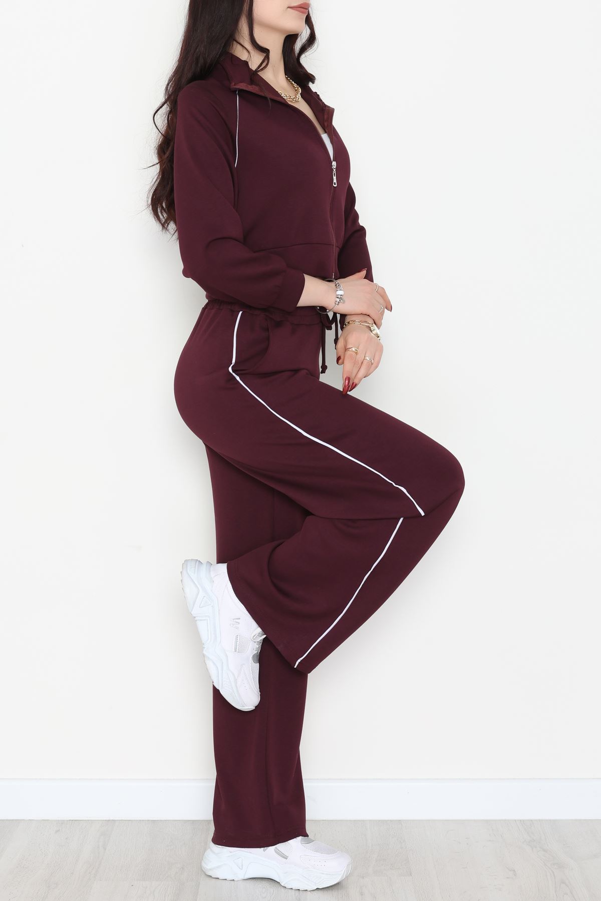 Biyeli Crop Eşofman Takımı Bordo - 4130.1247.