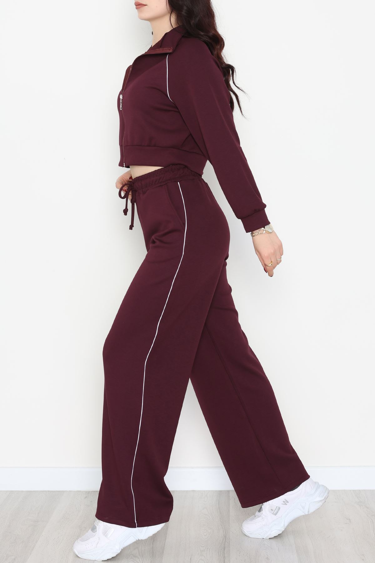 Biyeli Crop Eşofman Takımı Bordo - 4130.1247.